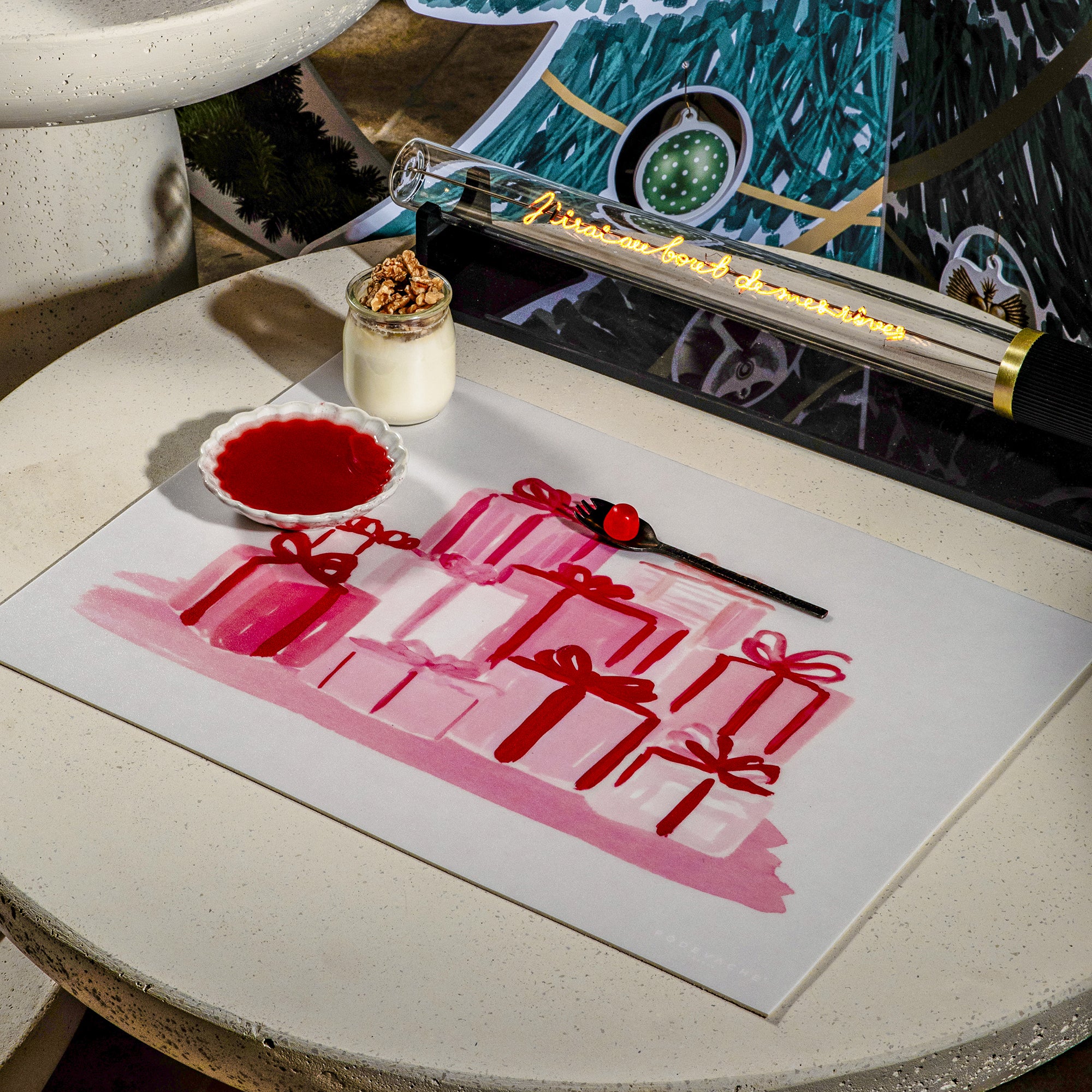 Set De Table Vinyle Noël Rouge Cadeau