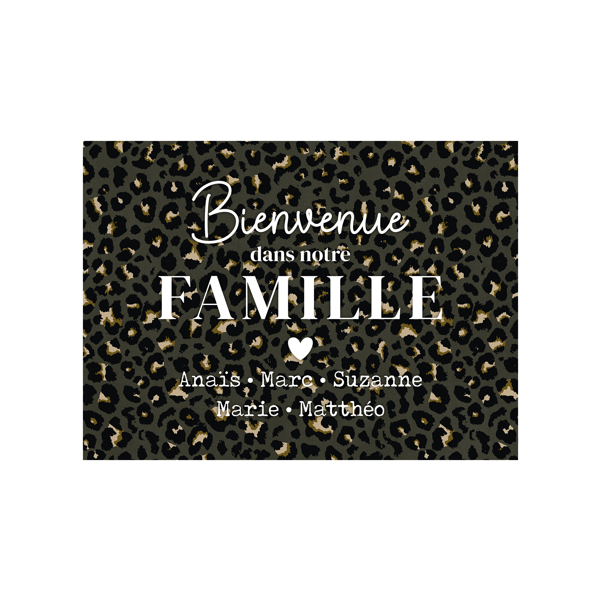 Set de table vinyle personnalisé Bienvenue Famille Kaki