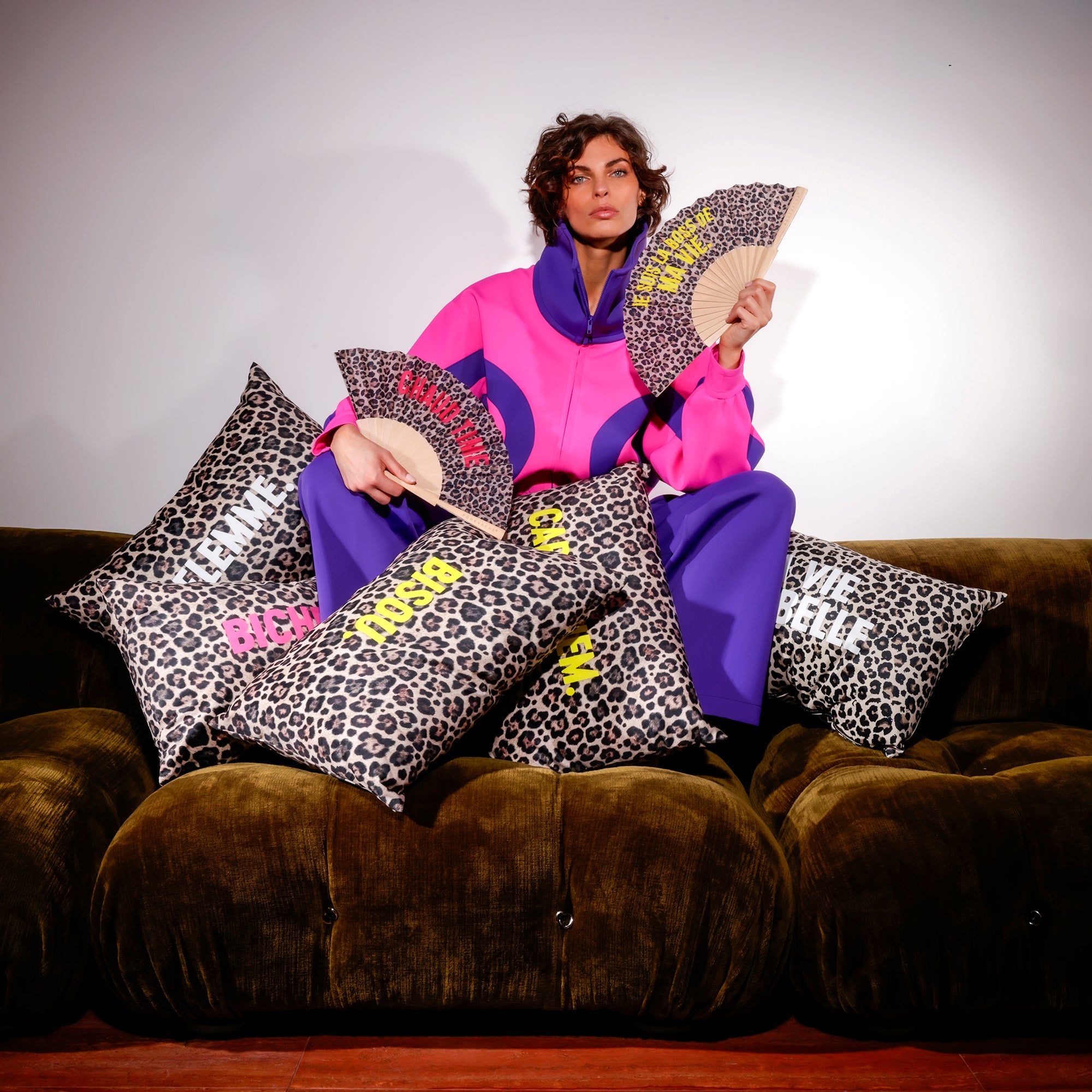 Coussin Velours Léopard Bisou