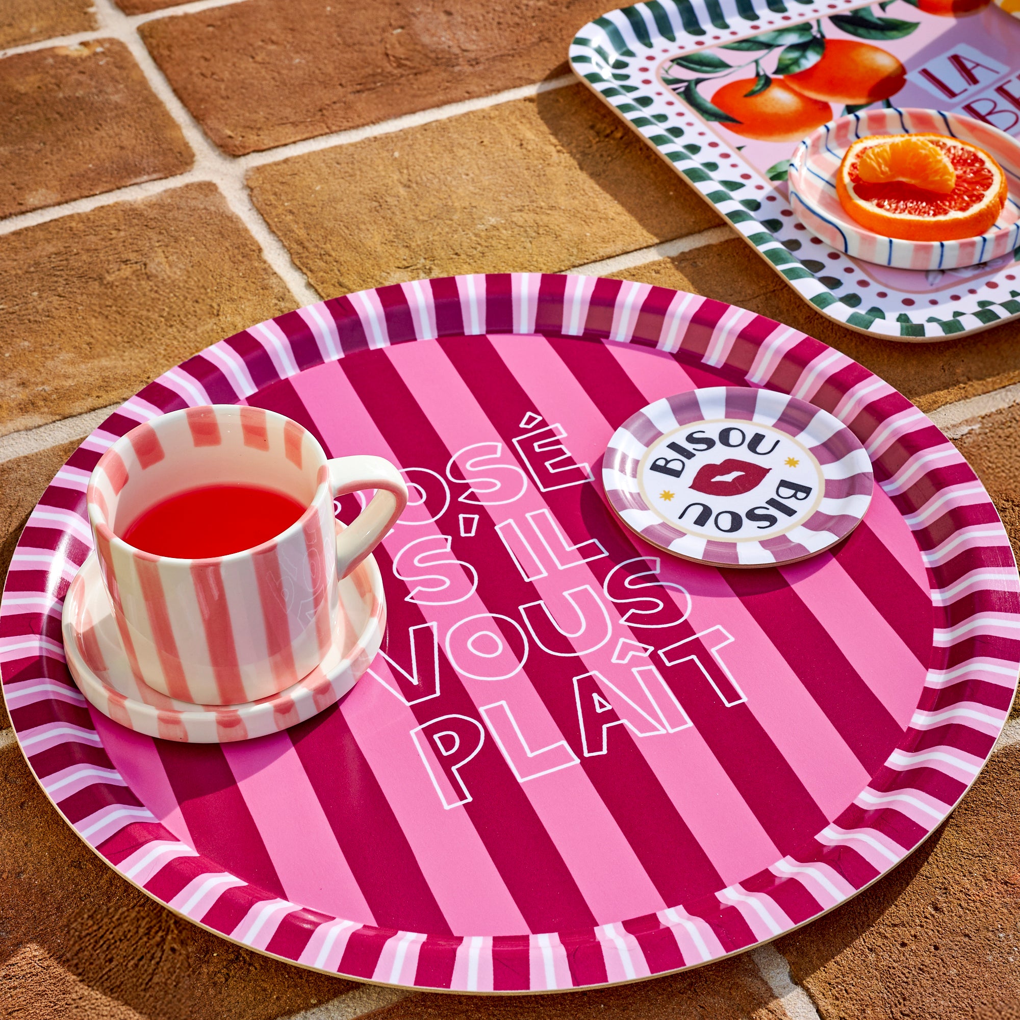 Plateau en bois rond Rosé SVP