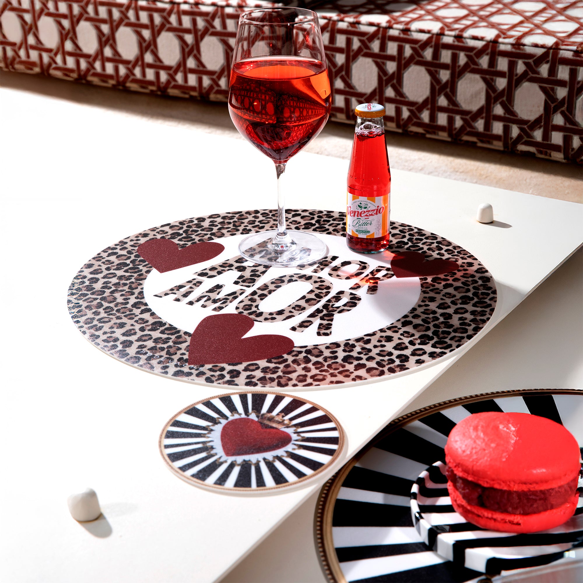 Lot De 6 Dessous De Verre Vinyle Red Heart