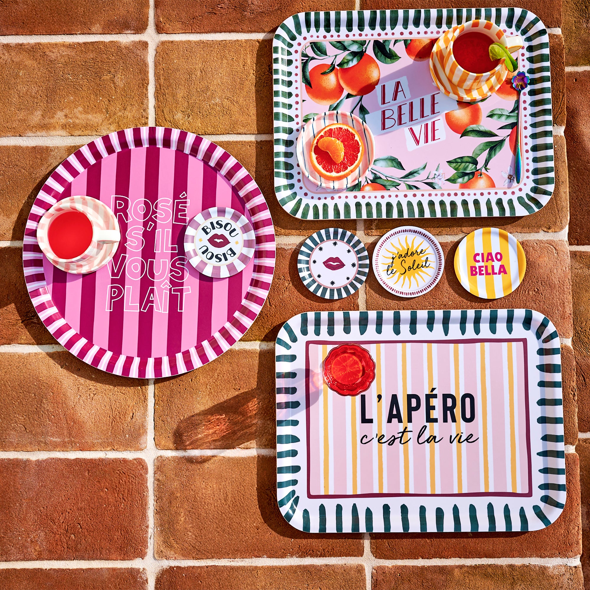 Vide poche en bois rond Red Lips