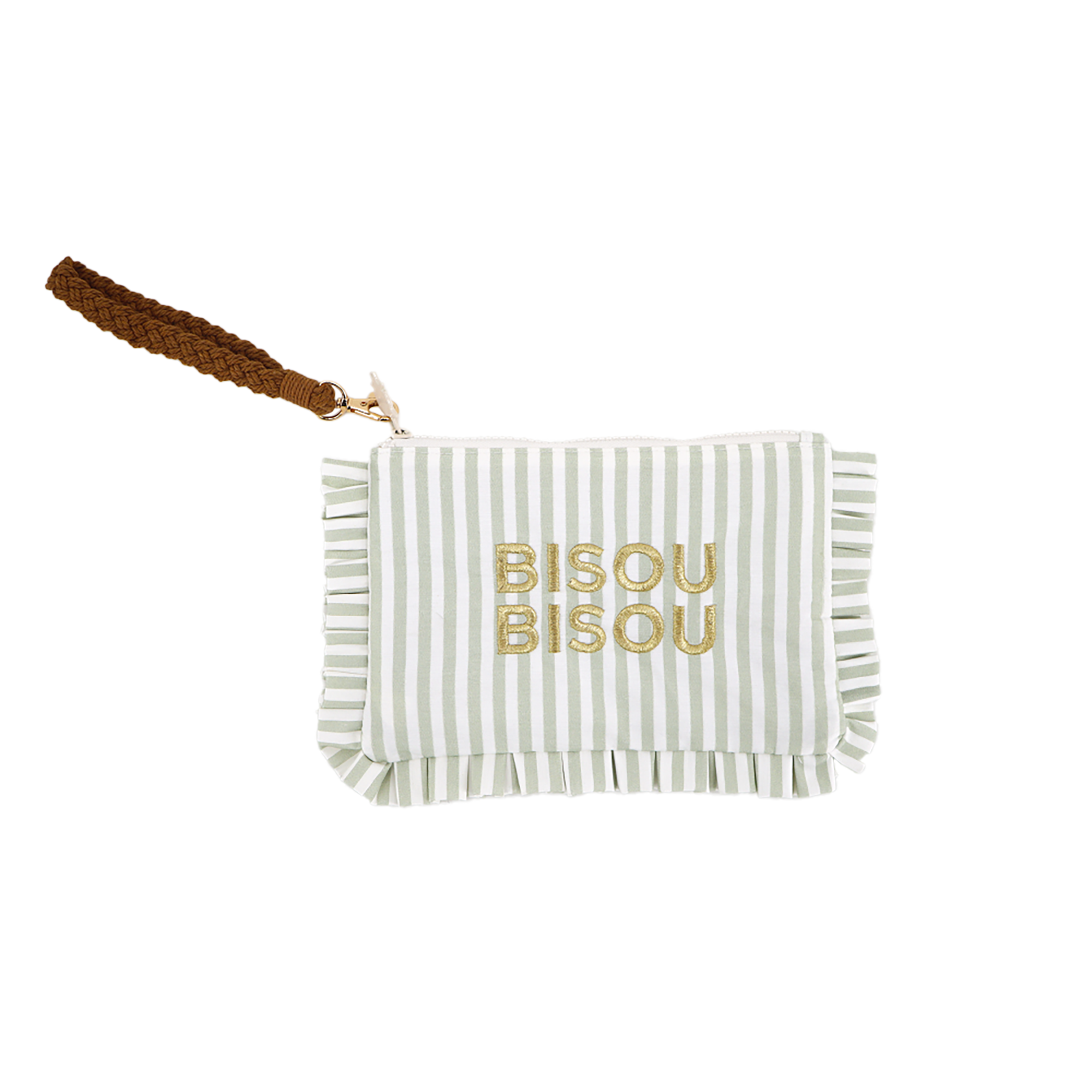 Pochette froufrou brodée Bisou Bisou