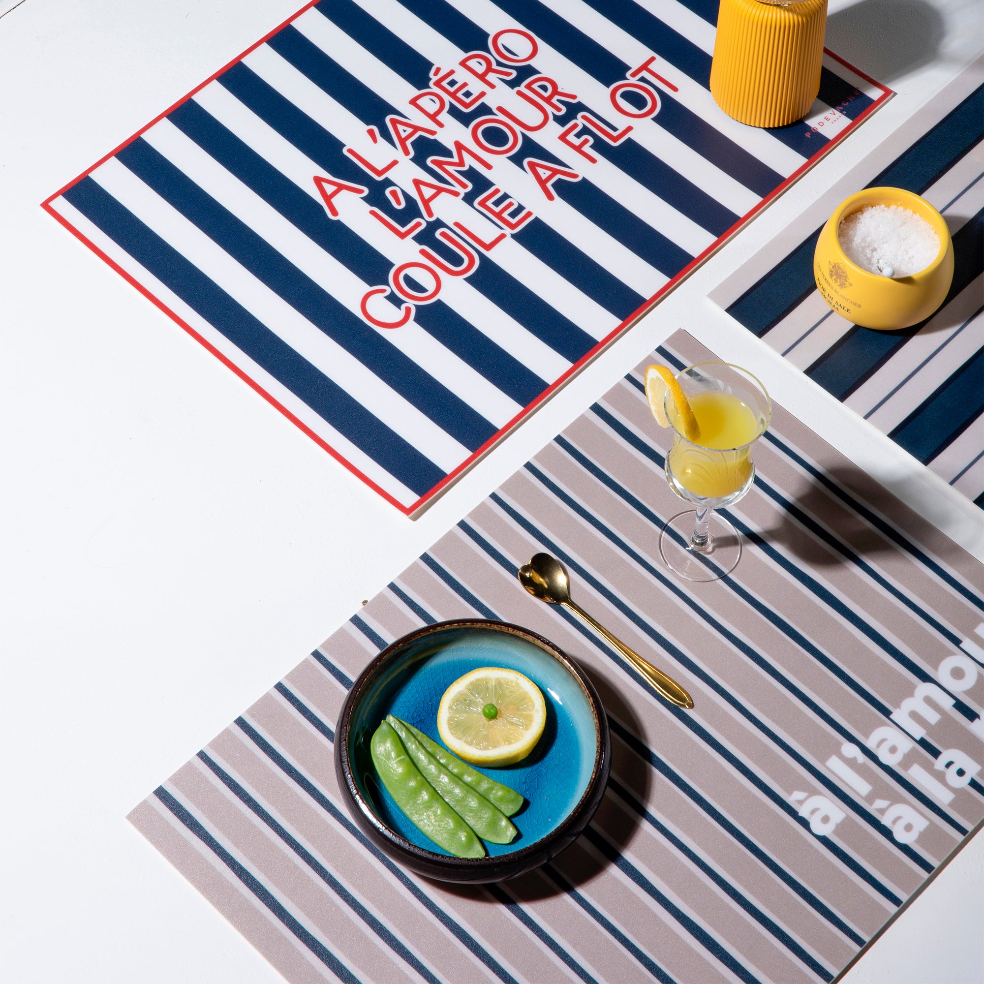 Set De Table Vinyle Stripe Amour a Mer
