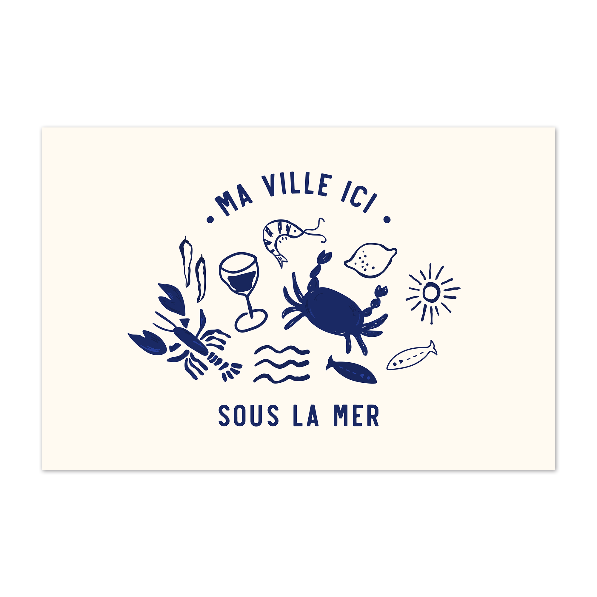 Tapis vinyle personnalisé Sous la Mer Bleu