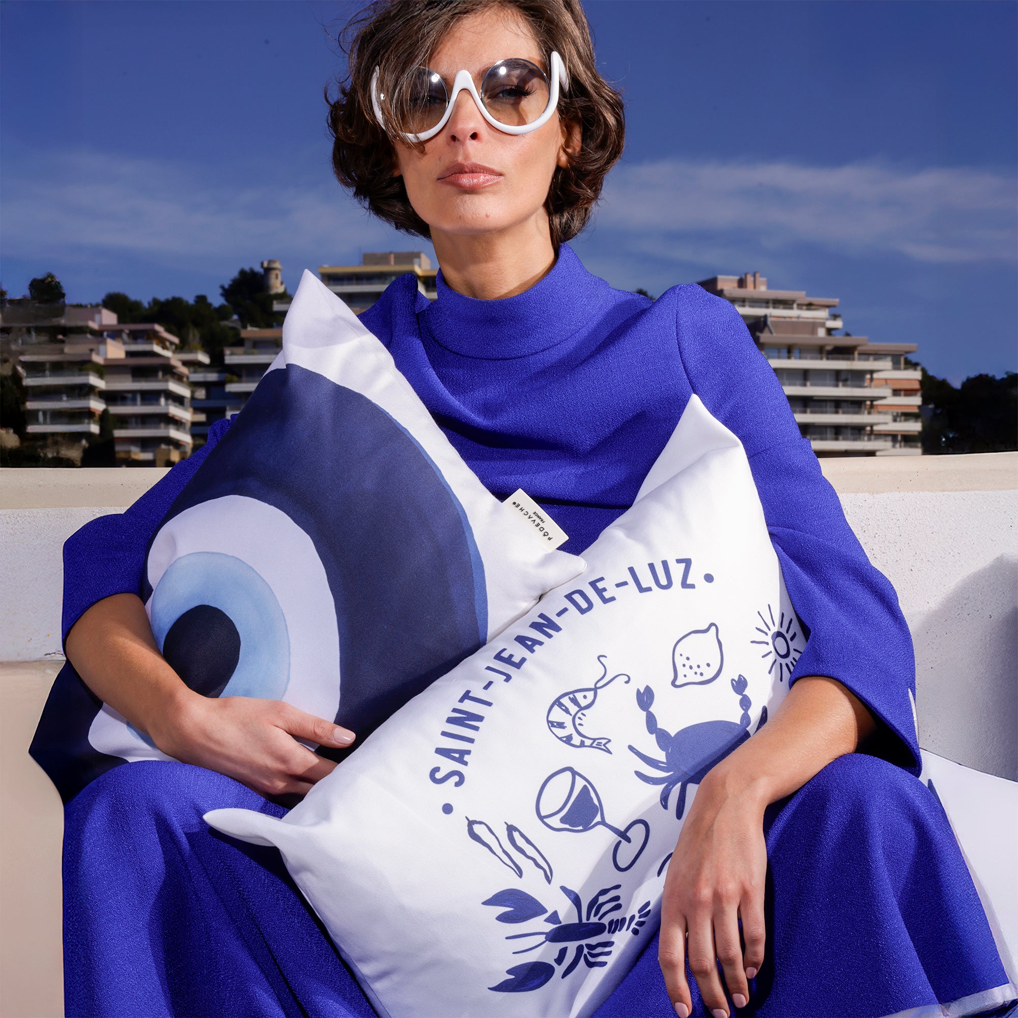 Coussin extérieur personnalisé Sous la Mer Bleu