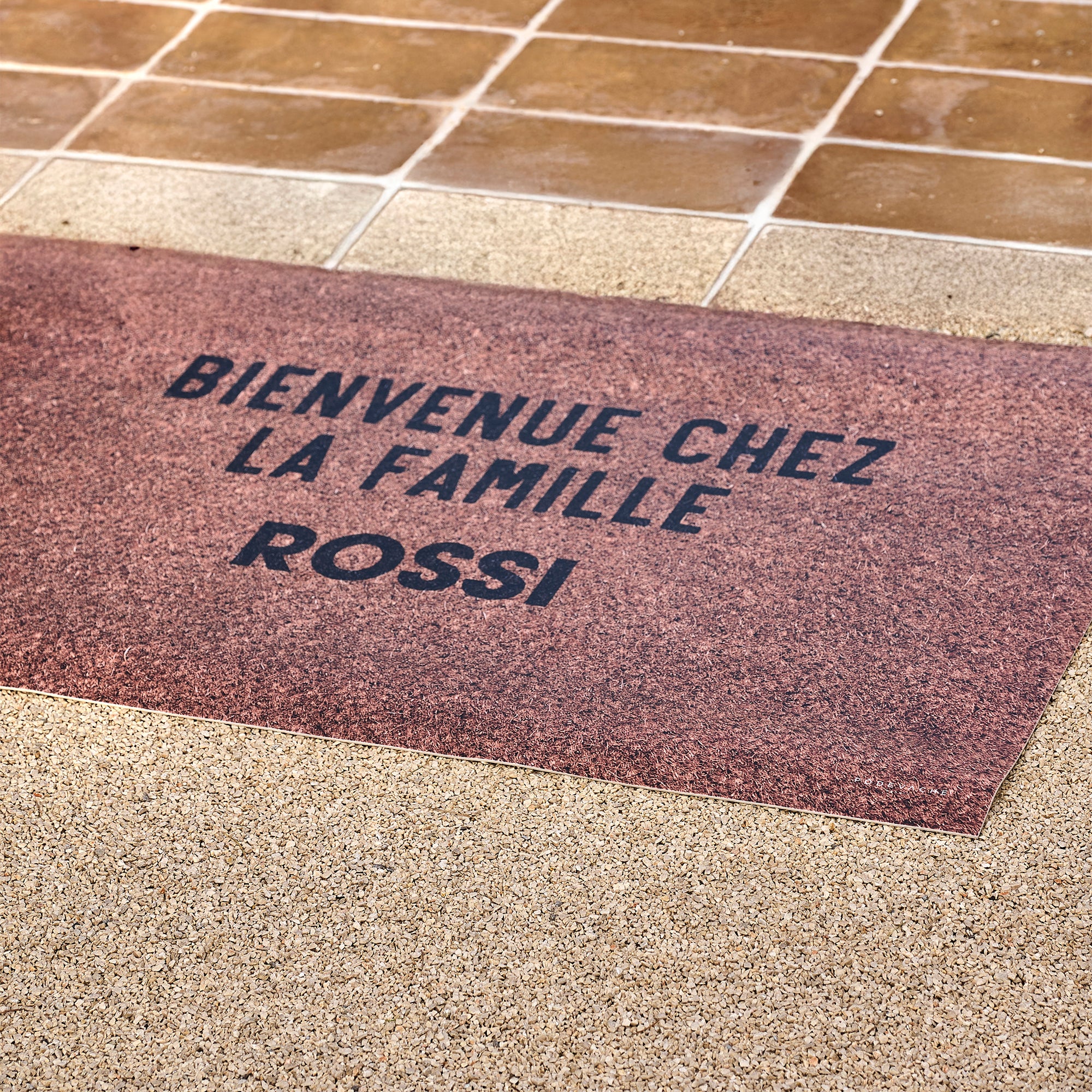 Tapis vinyle personnalisé Bienvenue