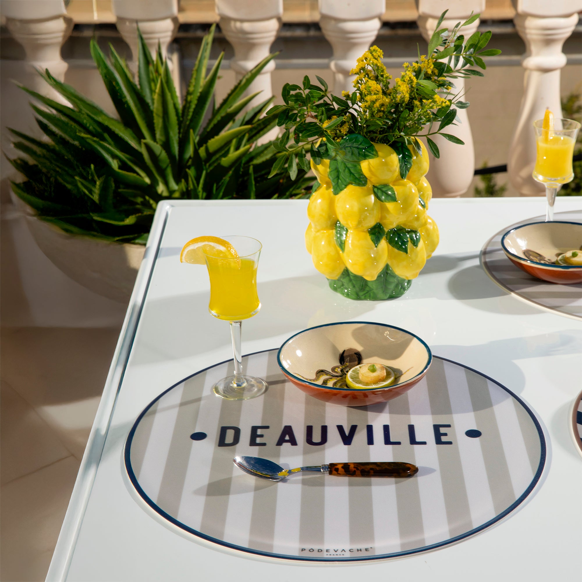 Set de table vinyle personnalisé Bagnard Light Beige Blue