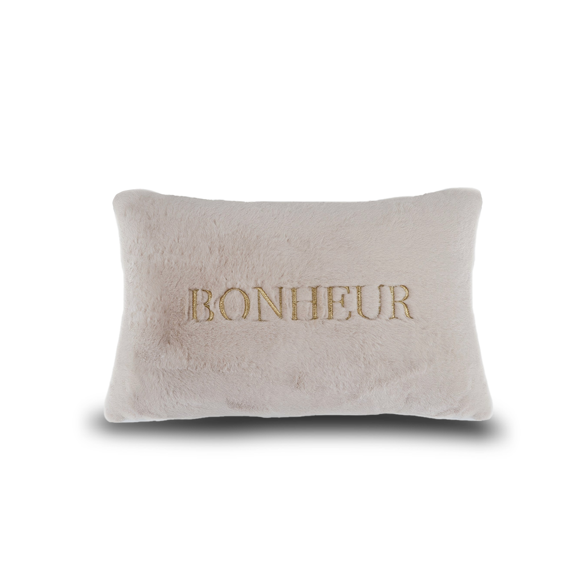 Coussin en fausse fourrure brodé Alegria