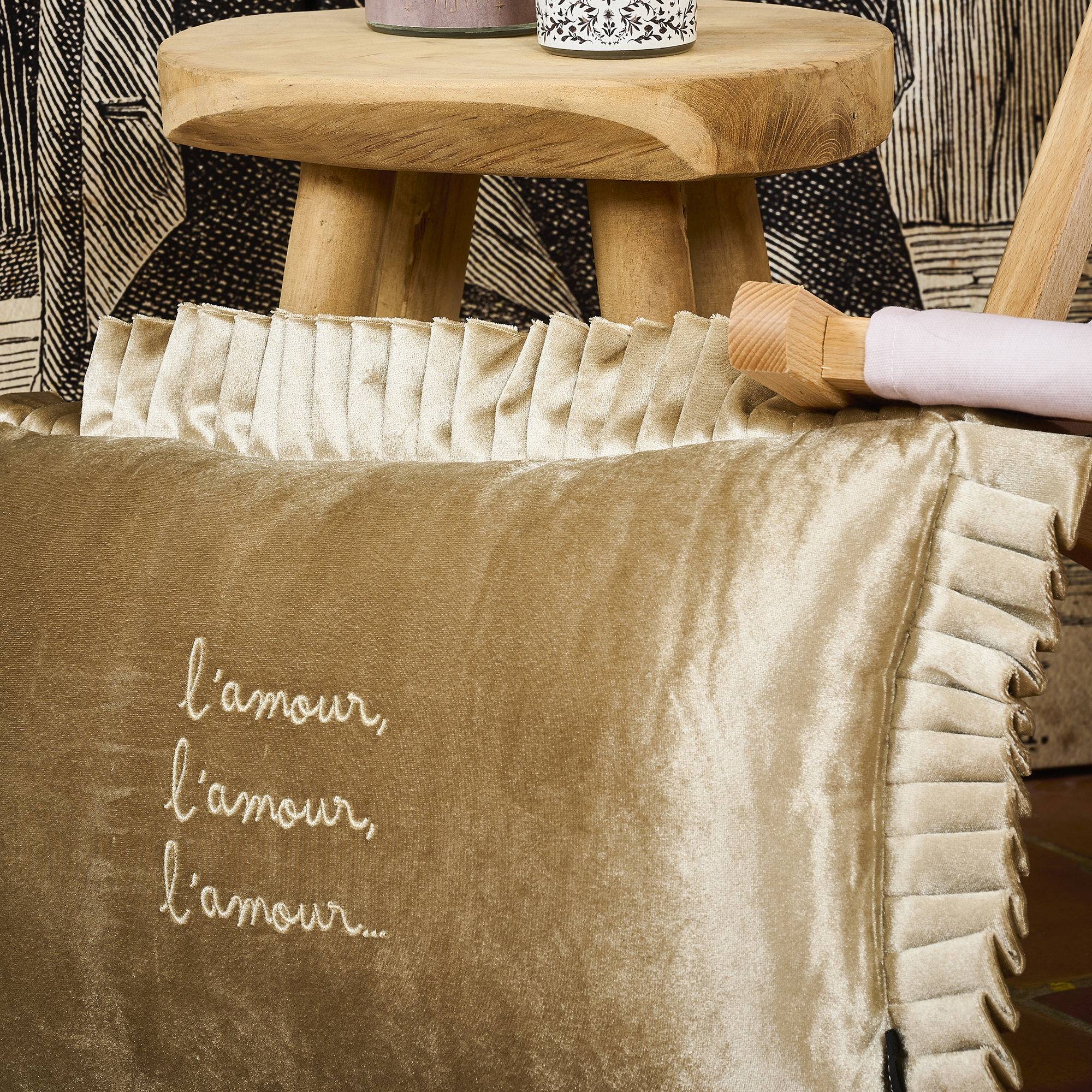 Coussin velours brodé Leyva