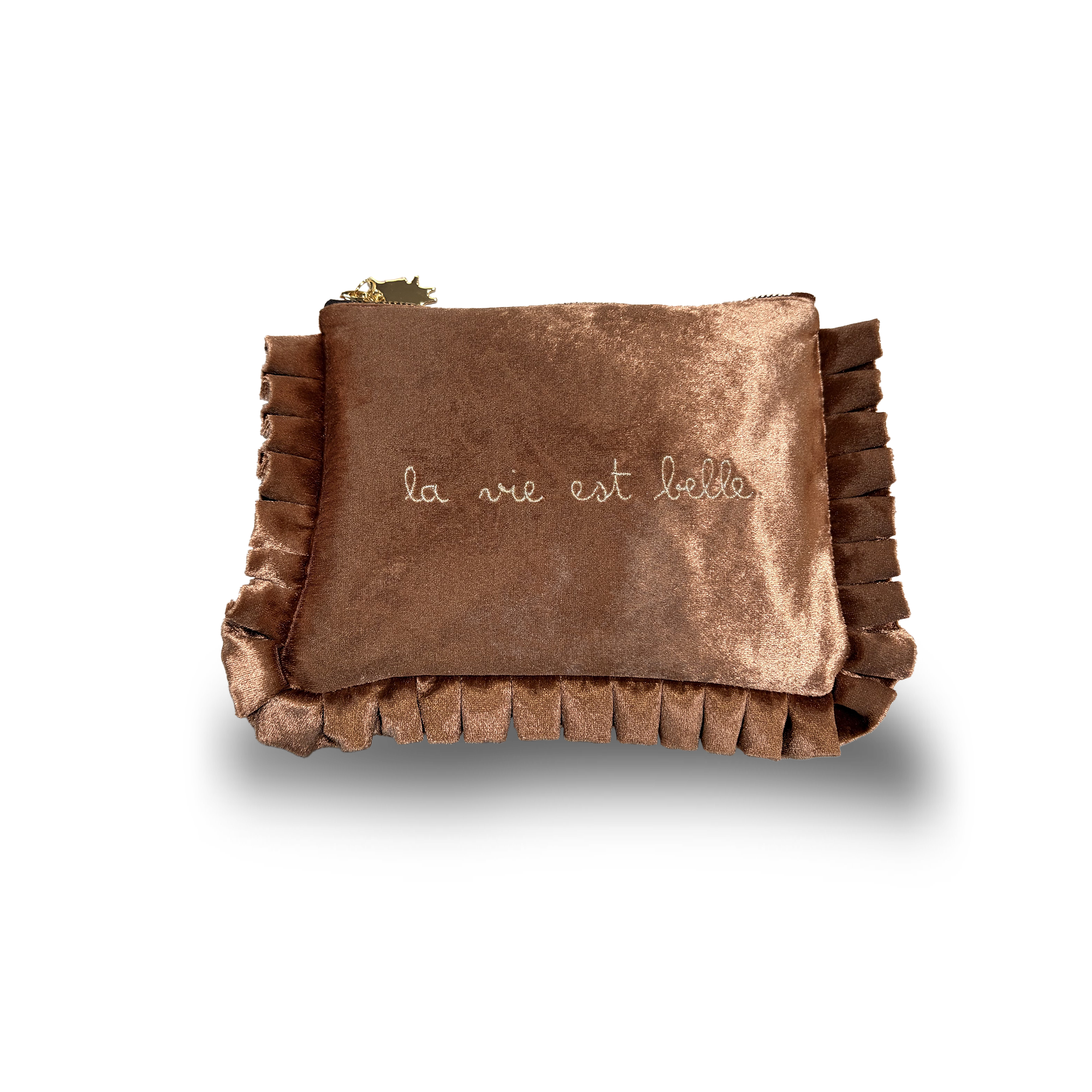 Pochette velours satiné brodé Salford