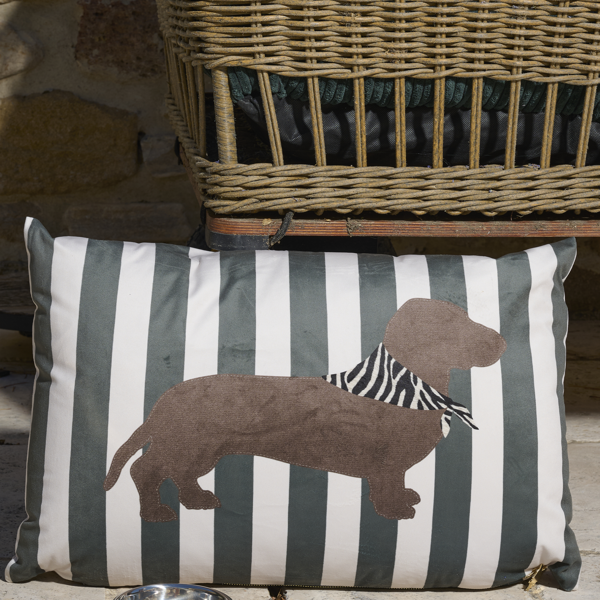 Coussin velours Stripes Teckel