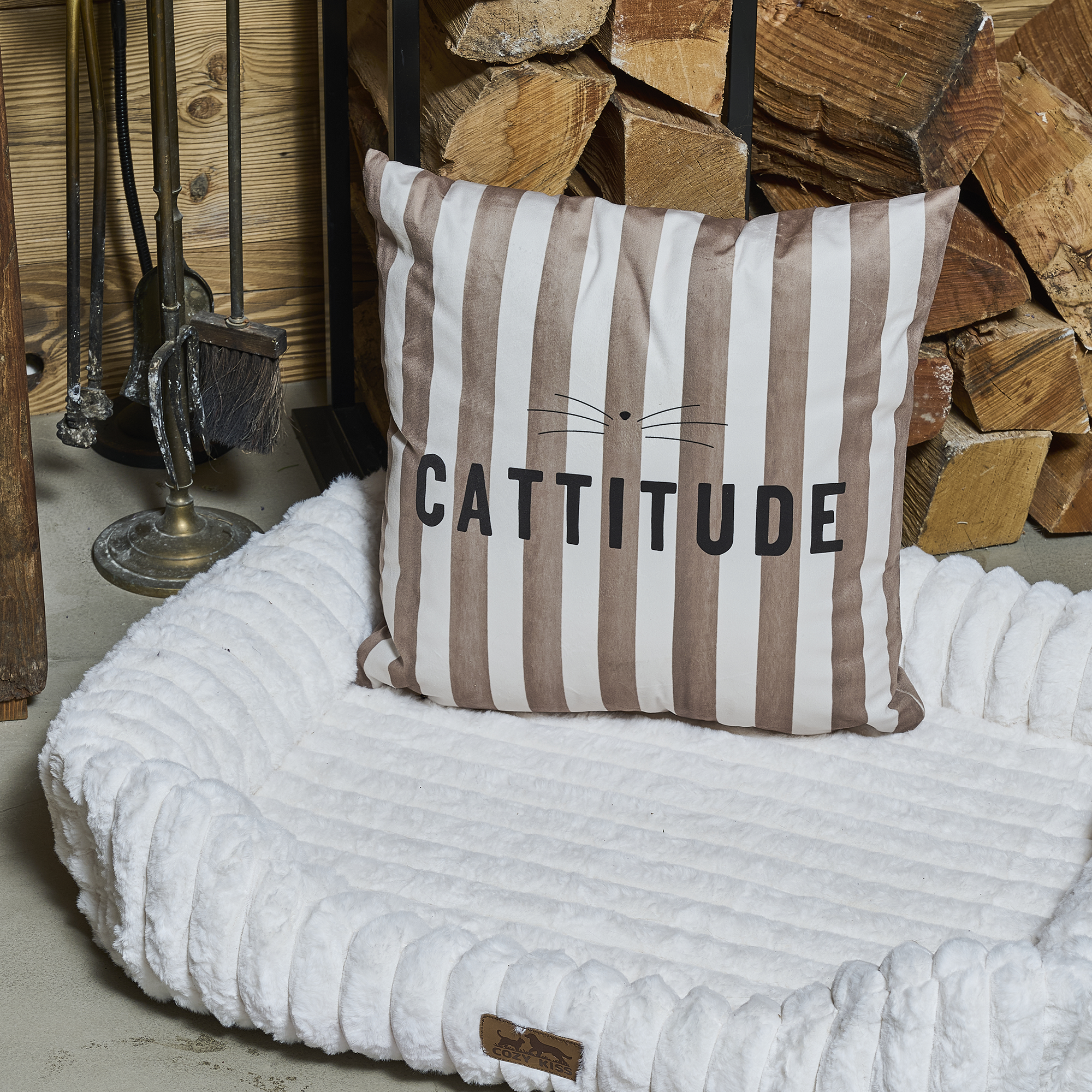 Coussin velours Cattitude