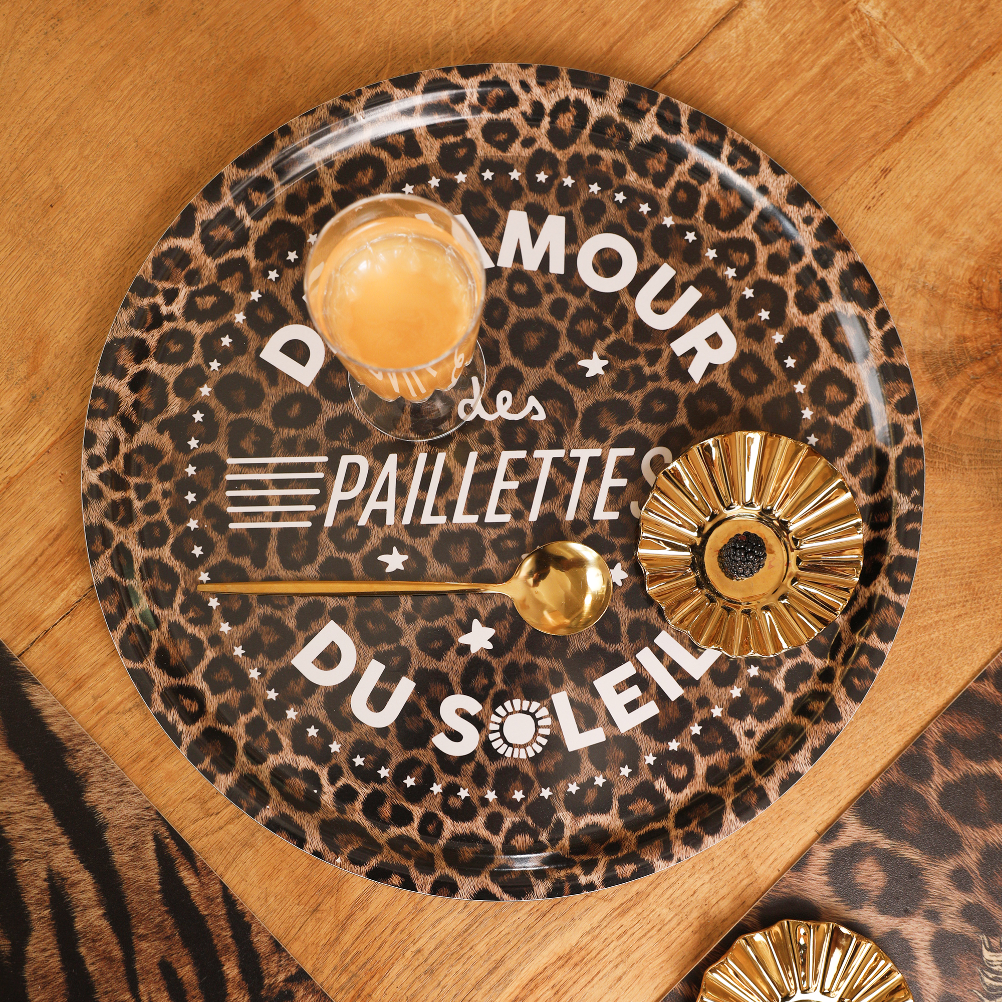 Plateau rond Paillettes Leo