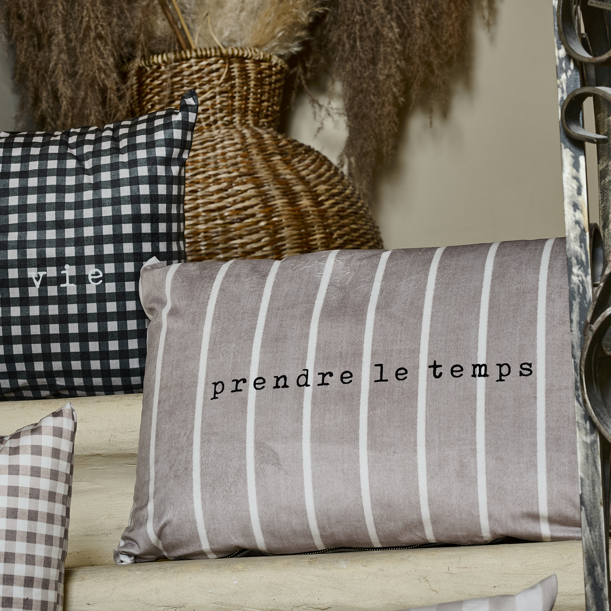 Coussin velours Prendre le Temps