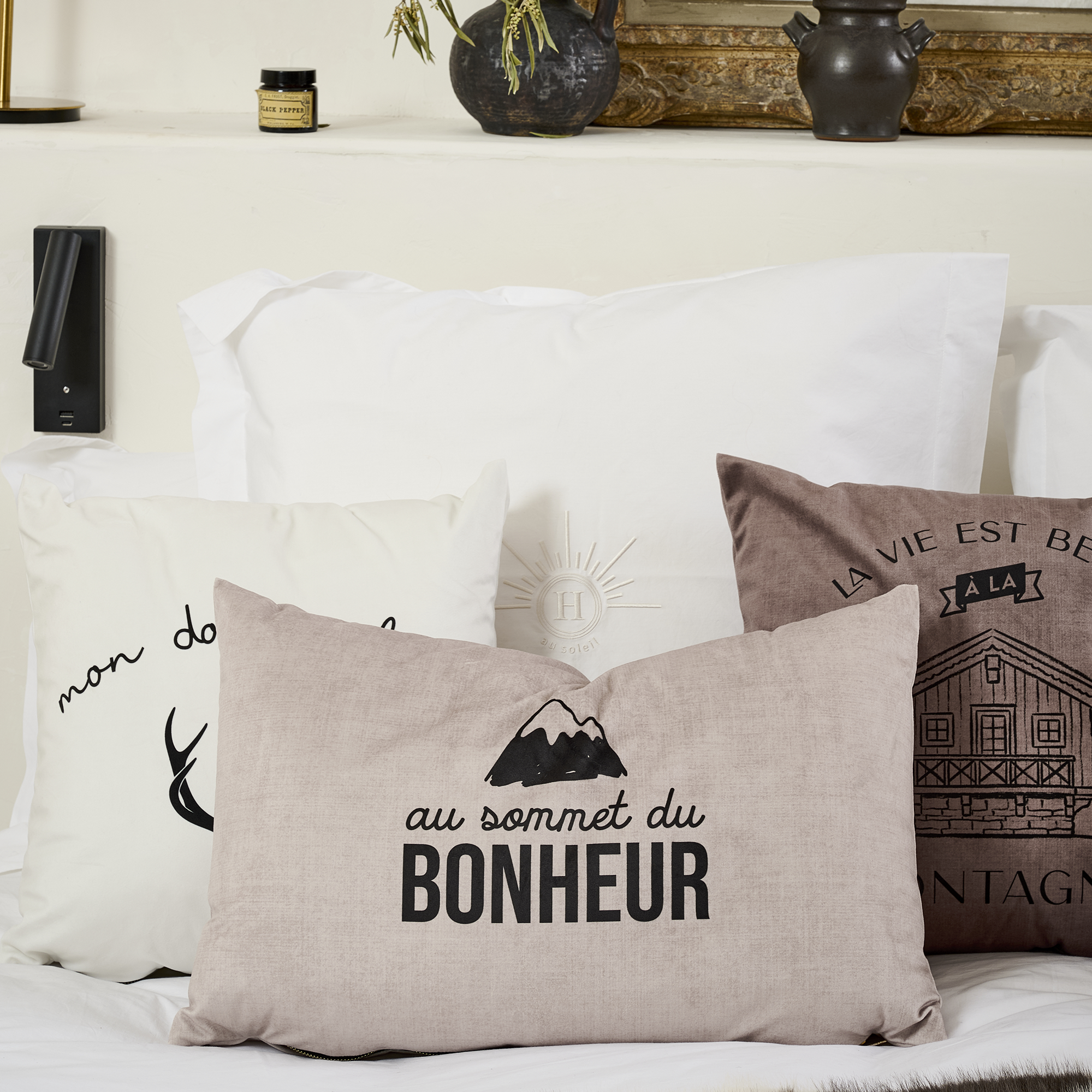 Coussin Velours Sommet du Bonheur