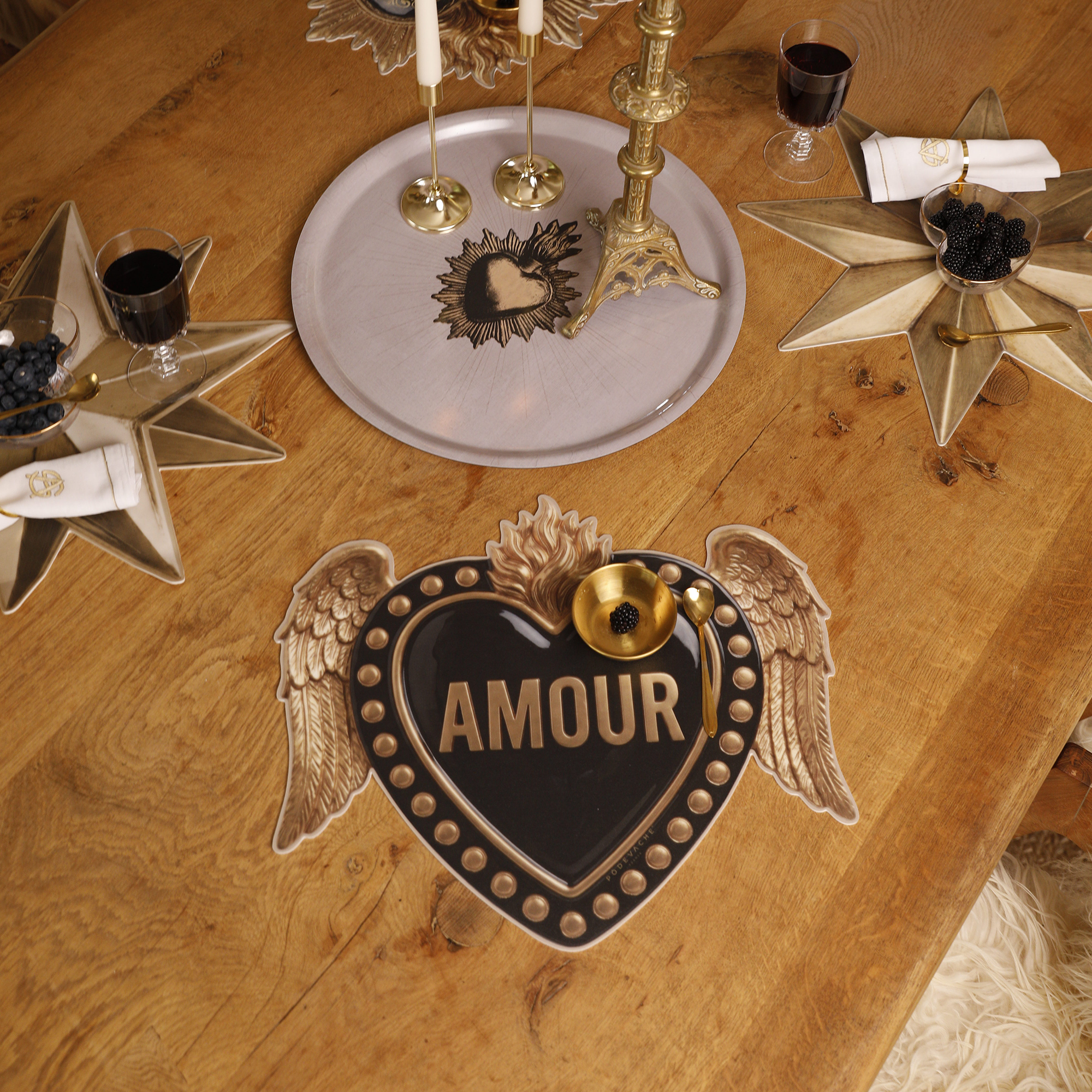 Set De Table Vinyle Gold Heart Rock