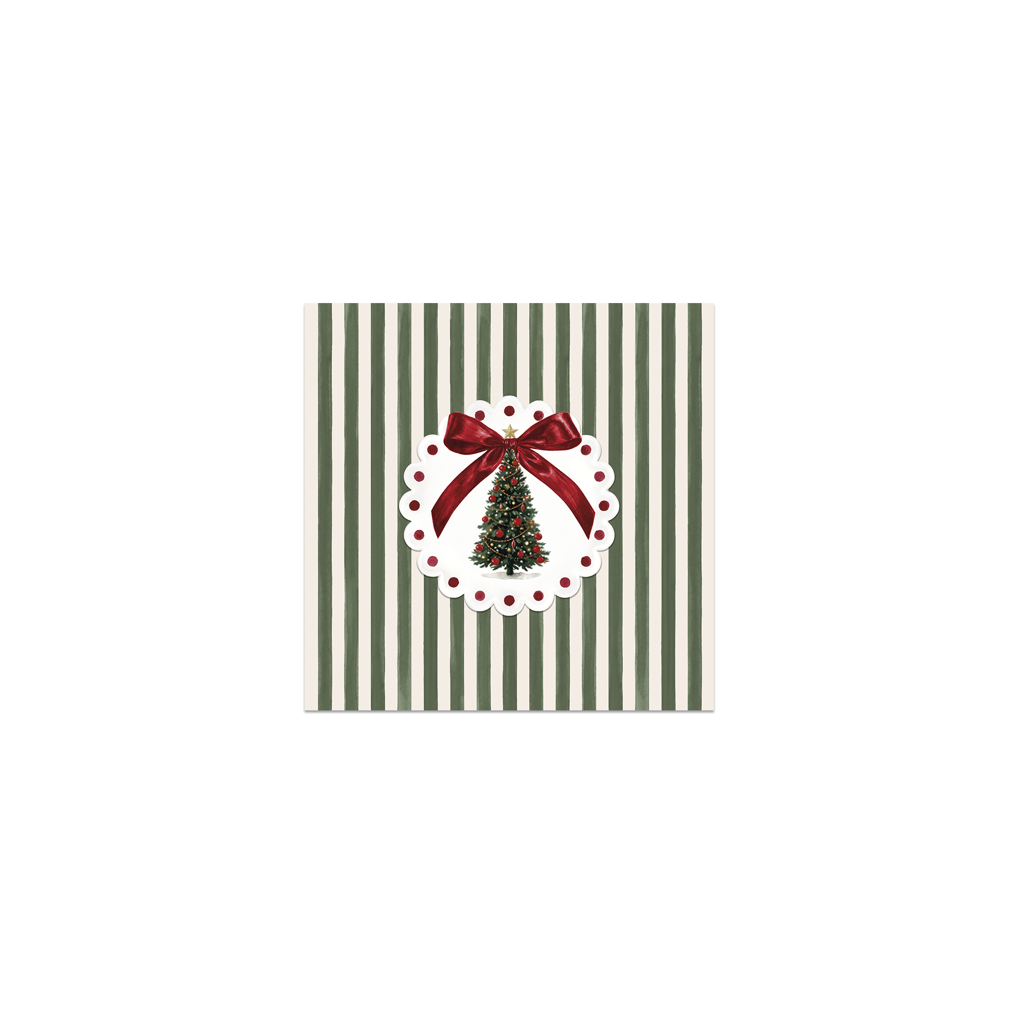 Lot de 6 dessous de verre Vinyle Christmas Stripes Green