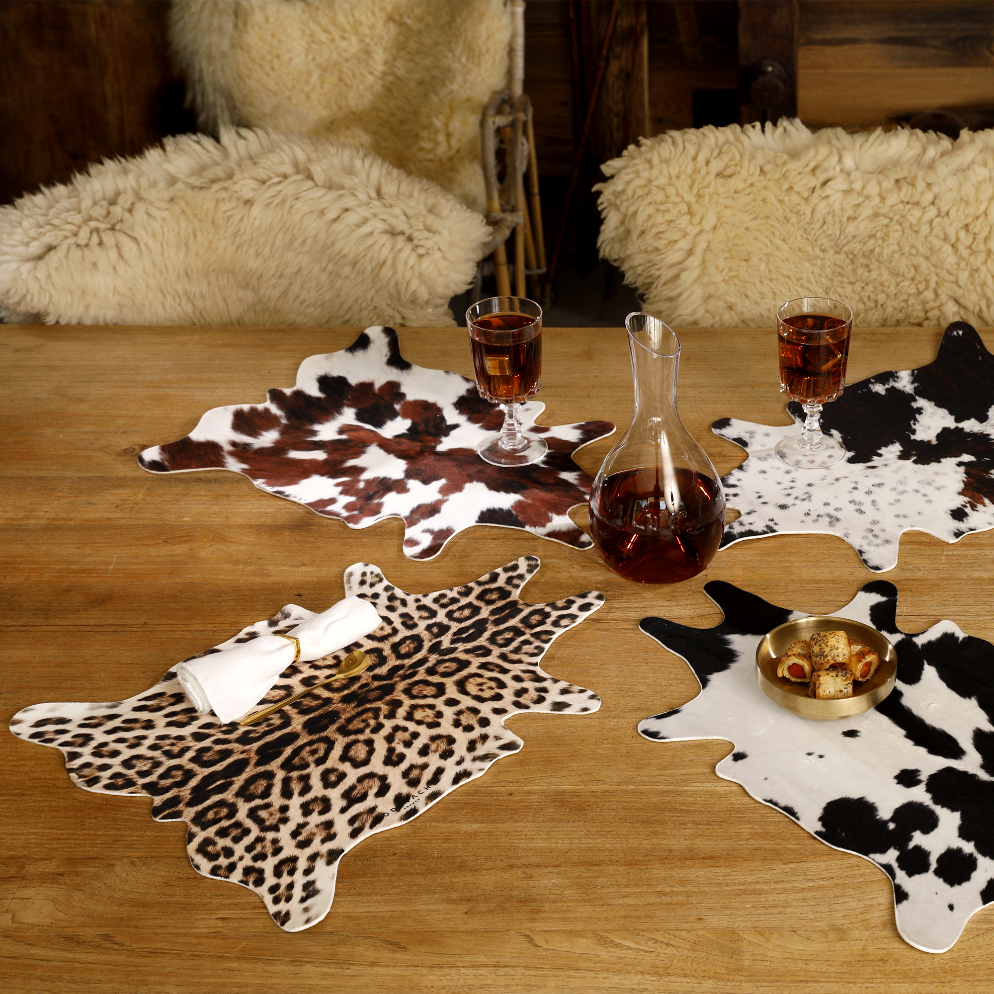 Set de table velours Leopard Peau