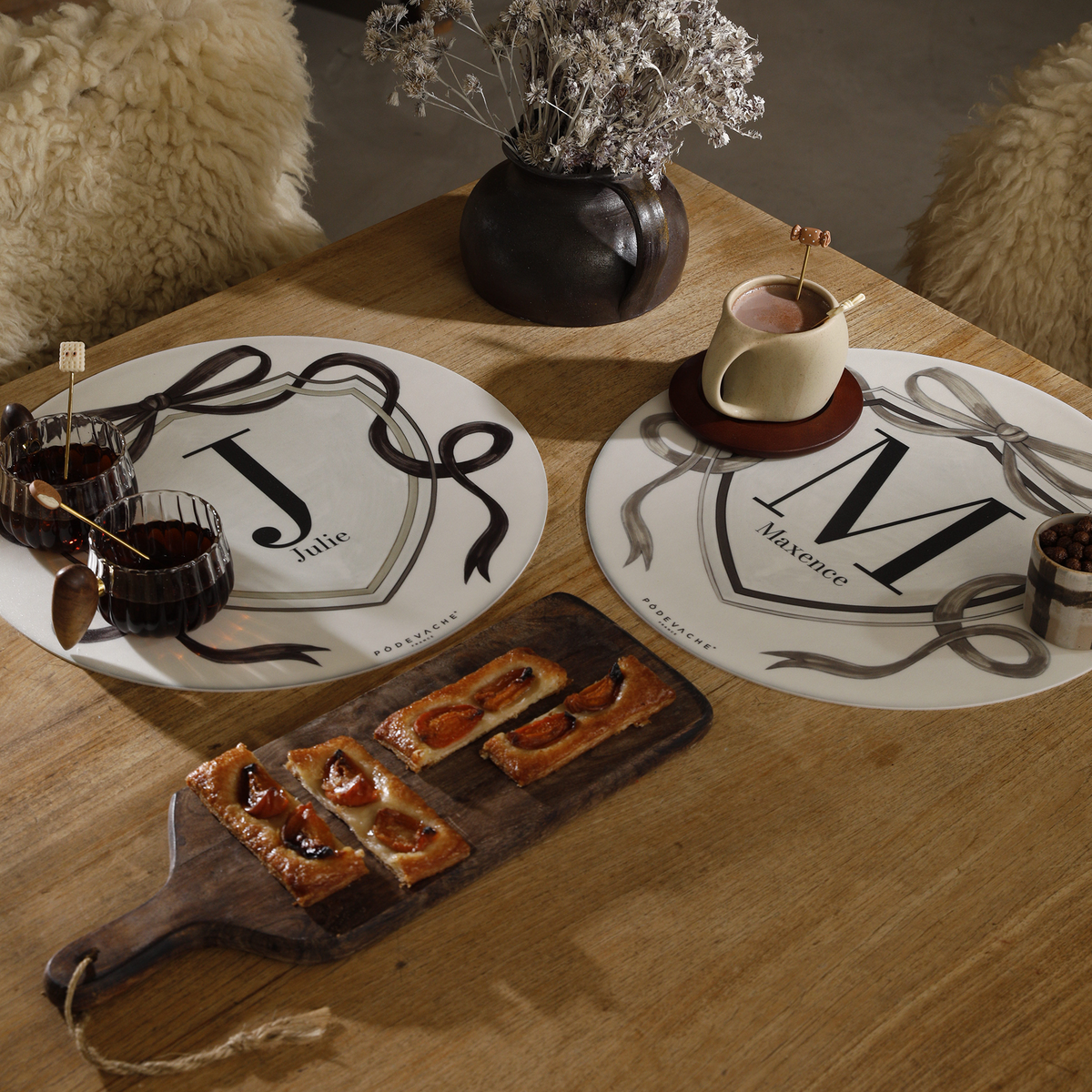 Set de table vinyle personnalisé Ruban Beige