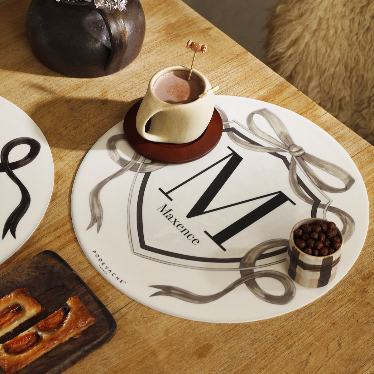 Set de table vinyle personnalisé Ruban Beige