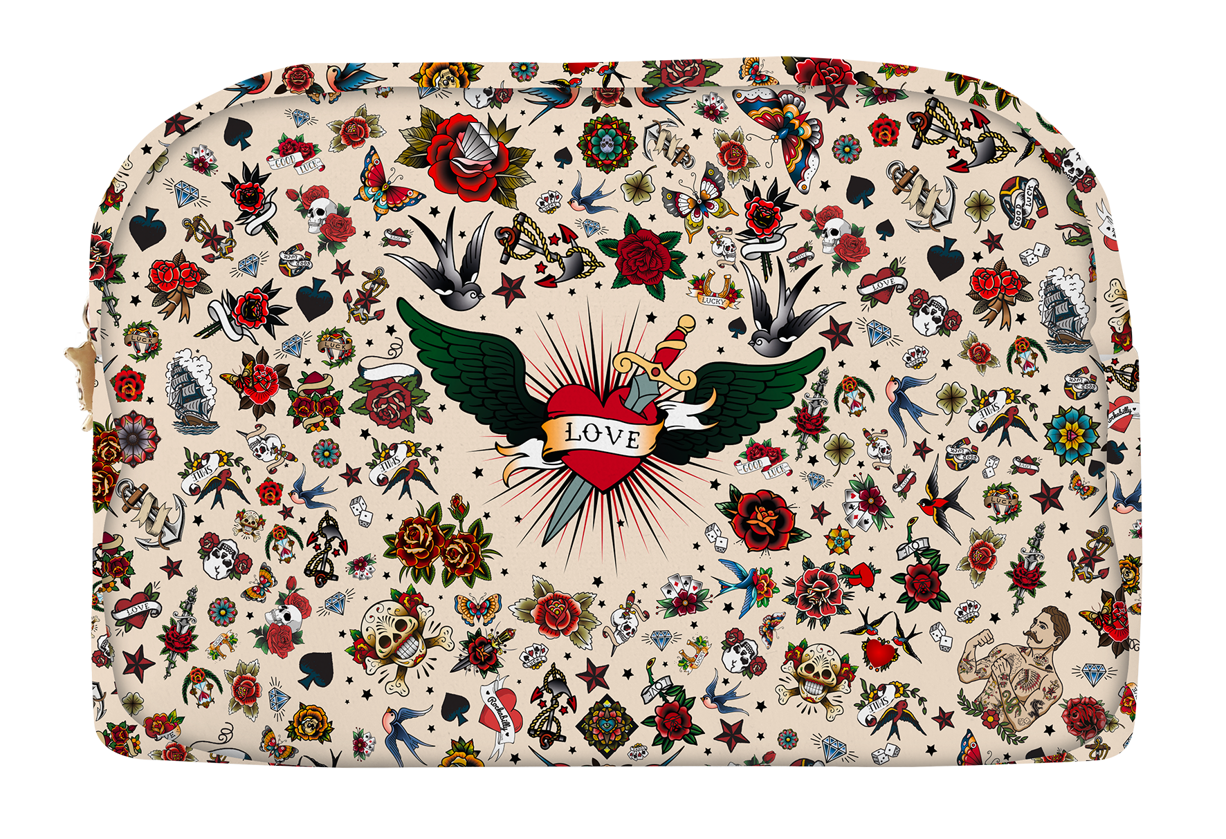 Pochette velours Tattoo Beige L