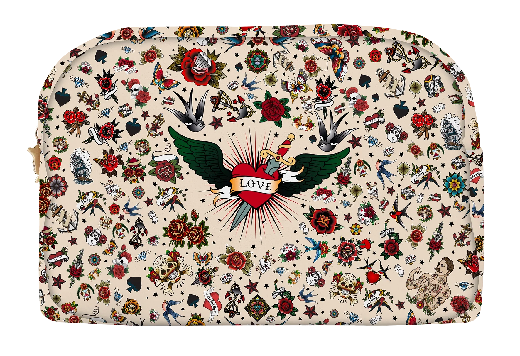 Beige Tattoo Velvet Pouch