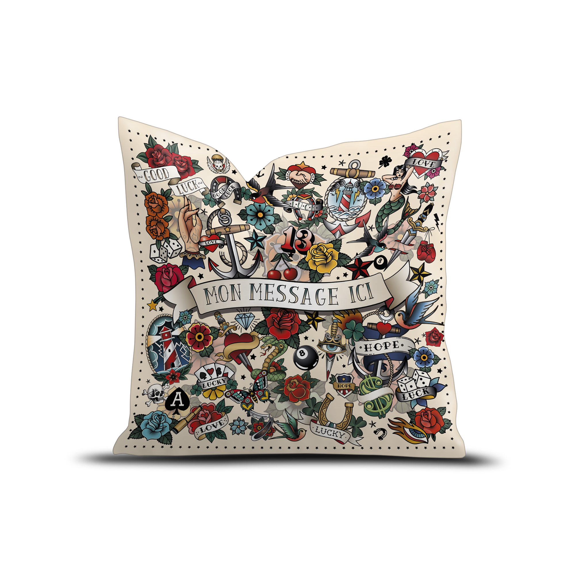 Coussin Velours Personnalisé Tattoo