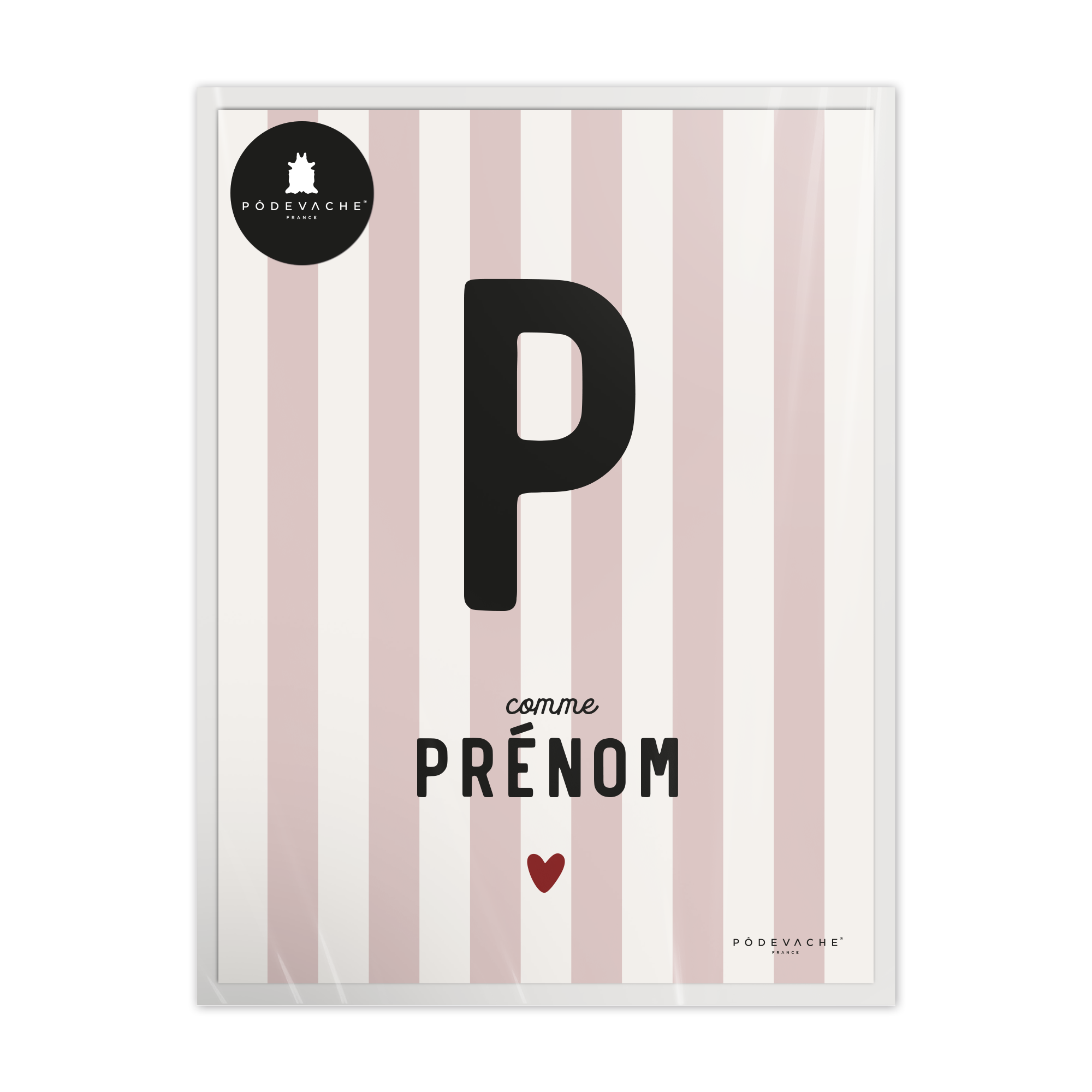 Affiche personnalisée Prénom Rayé Rose