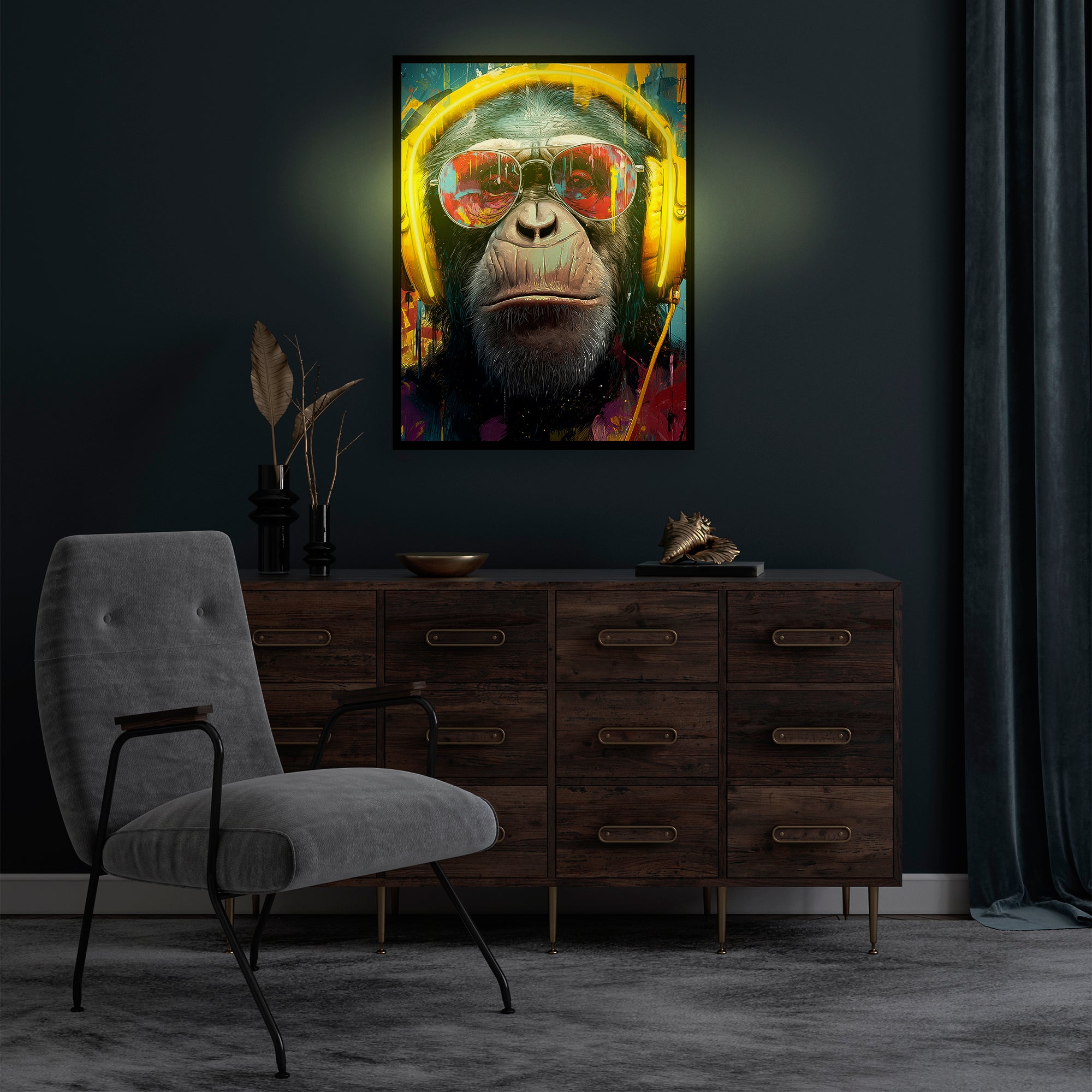 Tableau Néon Singe Monkey