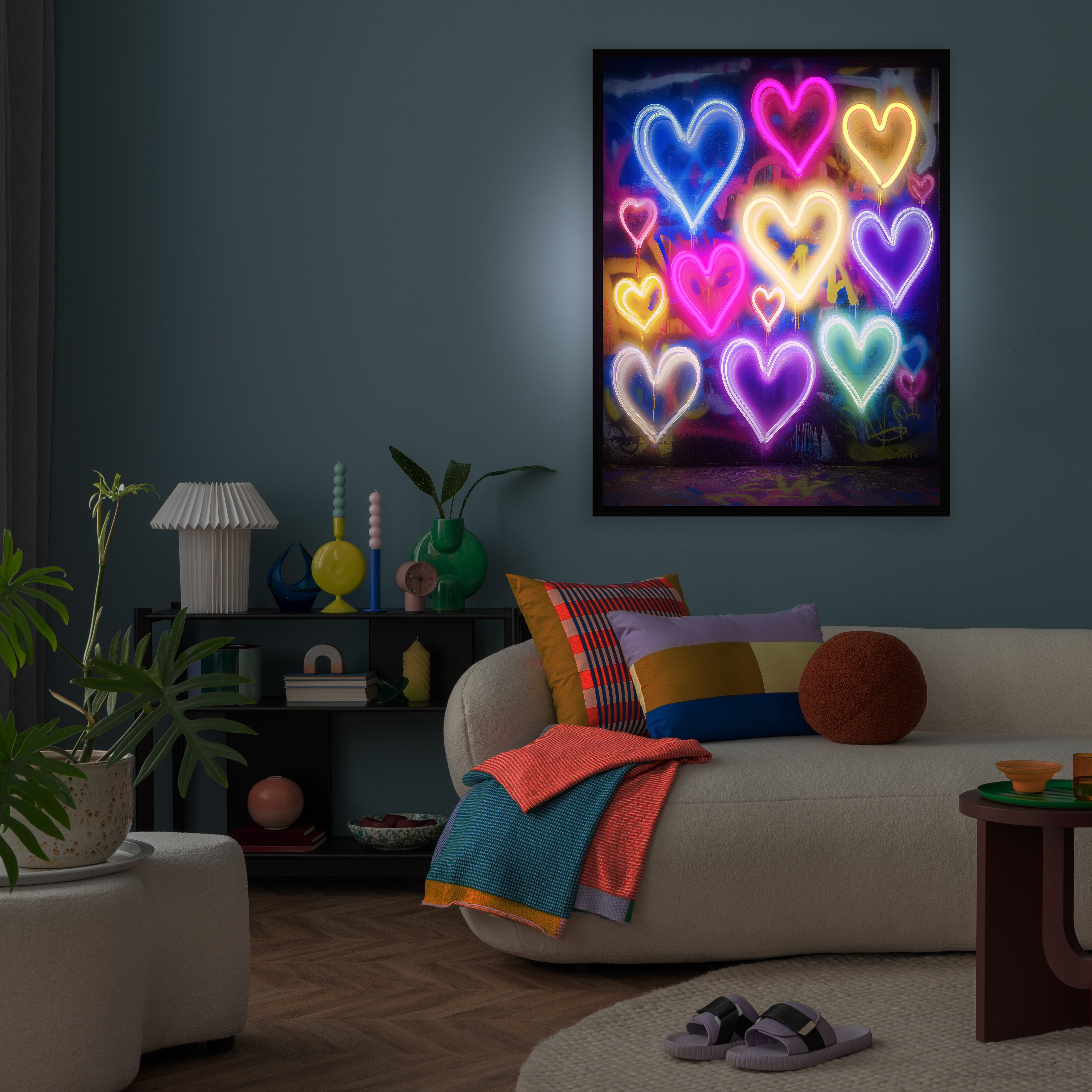 Tableau néon Color Heart