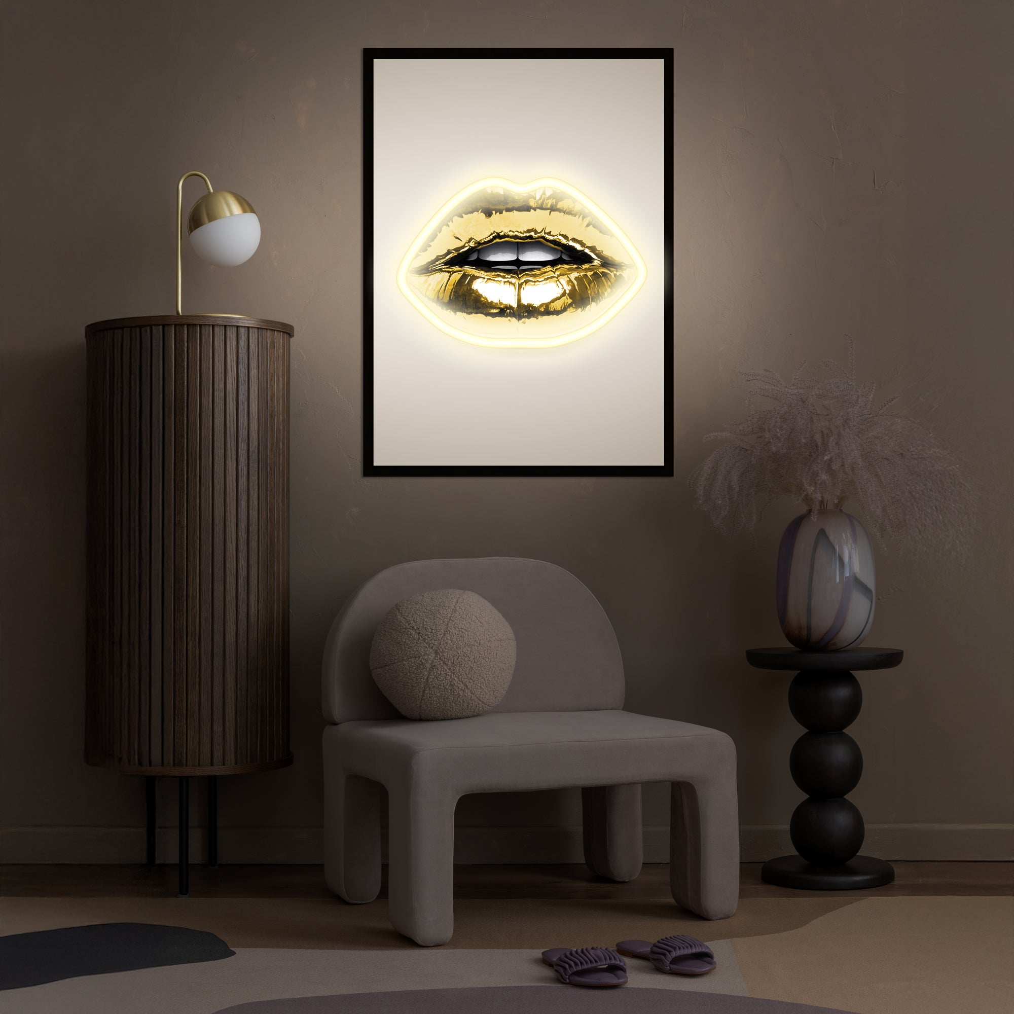 Tableau néon Yellow Lips