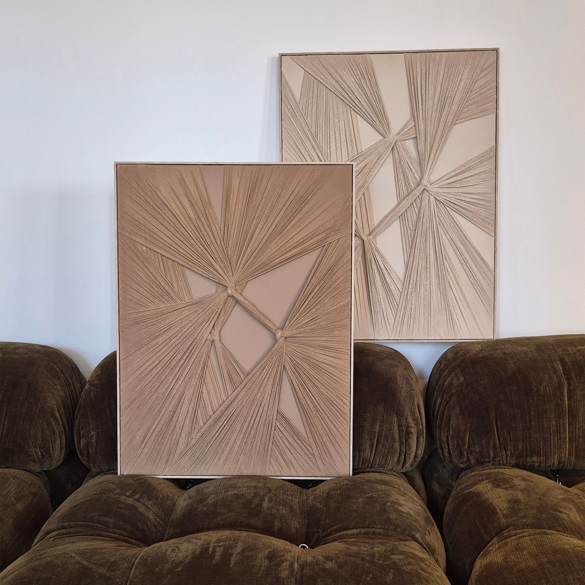 Tableau réhaussé Textile Beige