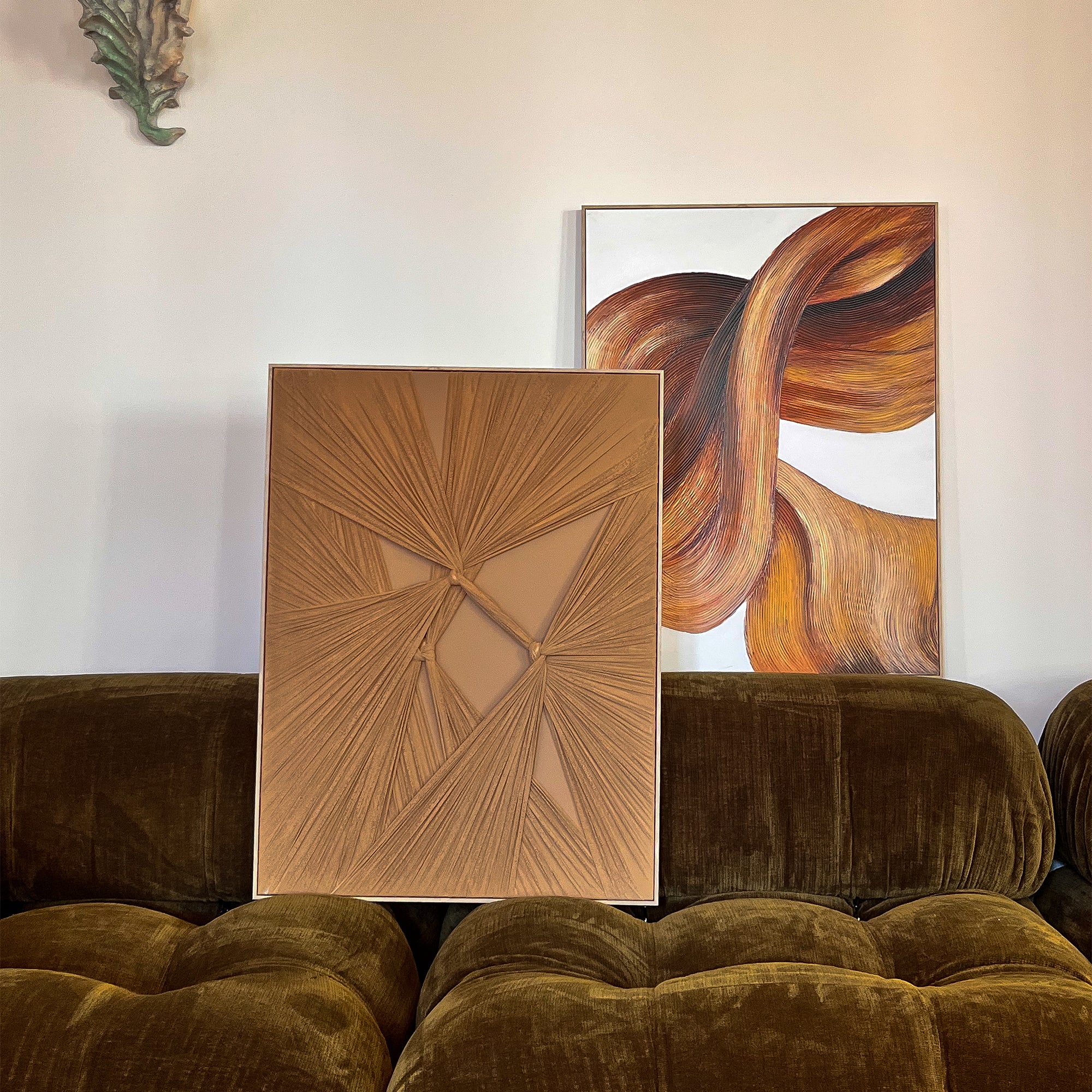 Tableau réhaussé Textile Brown