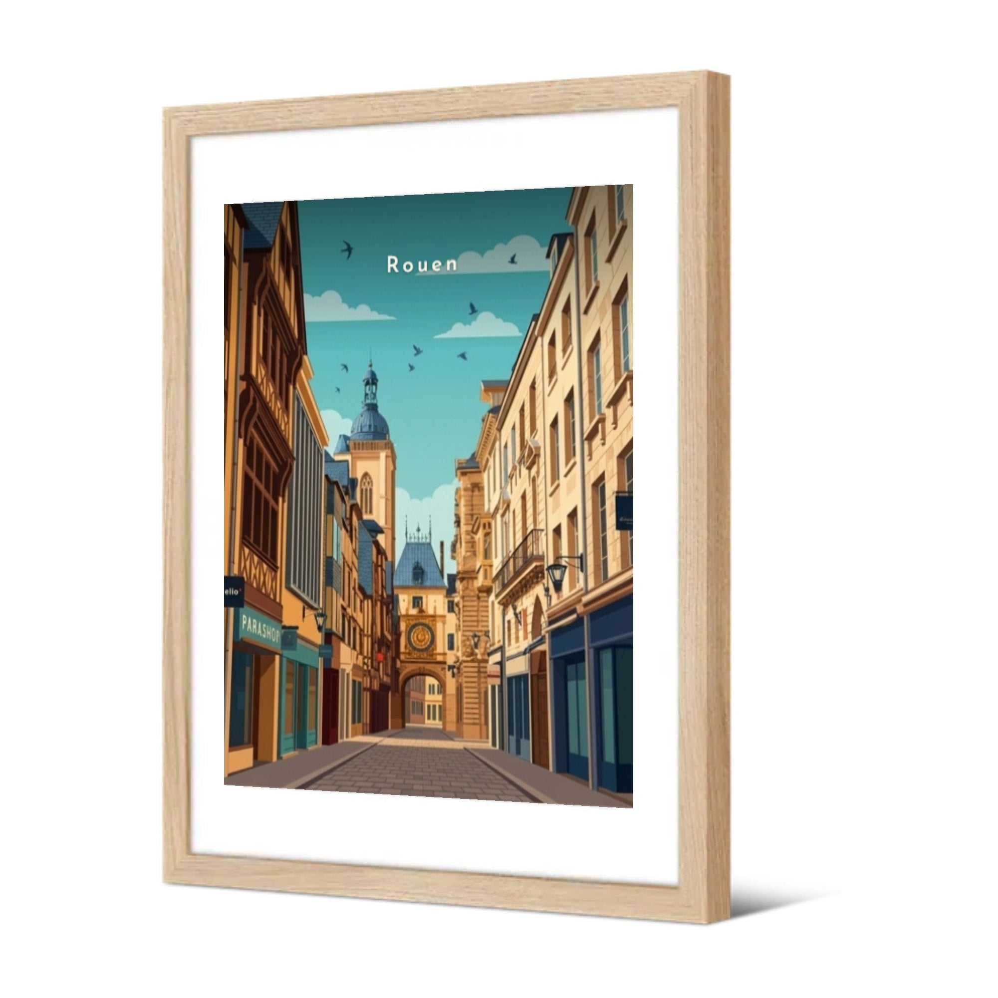 Rue du Gros-Horloge — Pôdevache, encadrée, vue de trois quarts