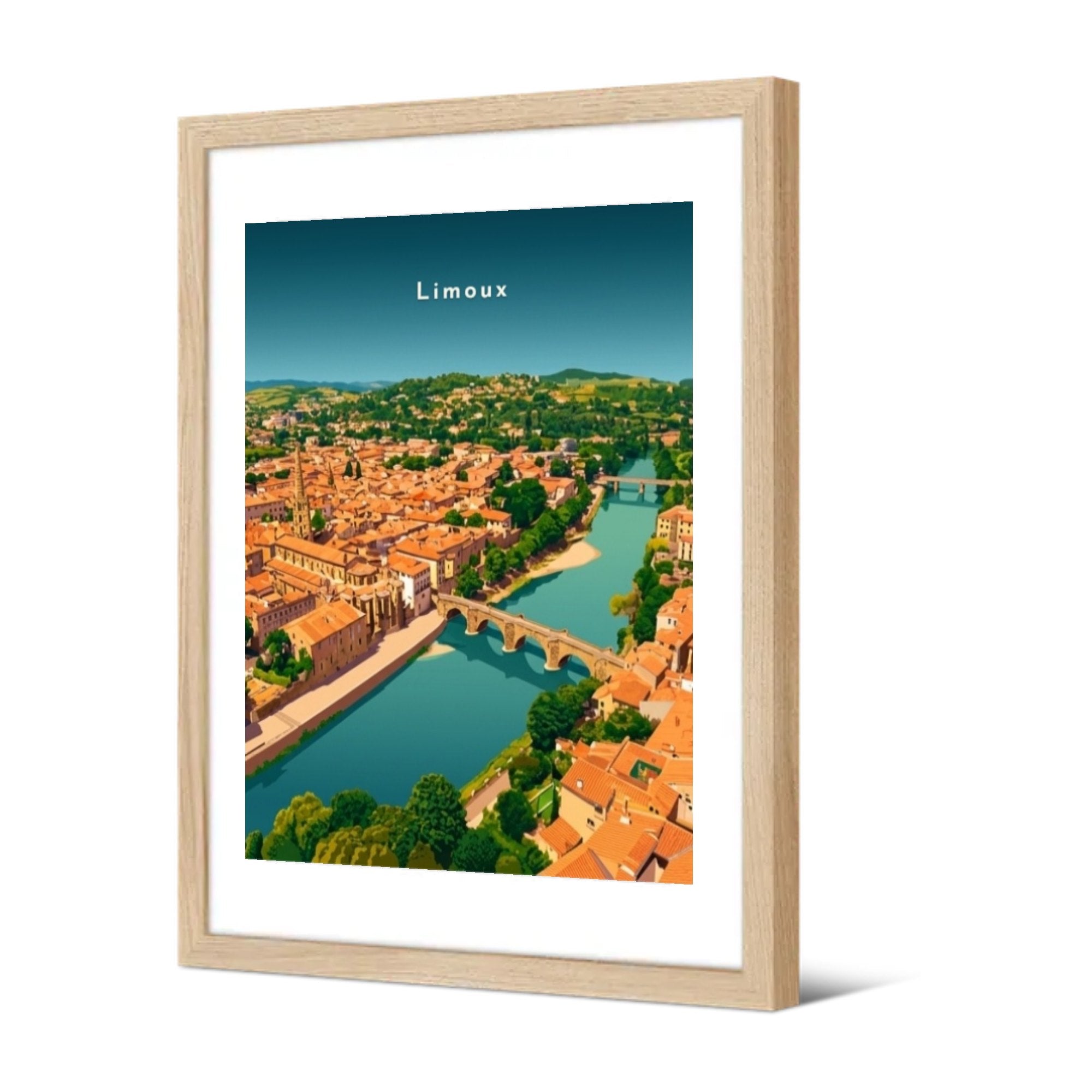 Le Pont-Neuf et l'église Saint-Martin — Pôdevache, encadrée, vue de trois quarts