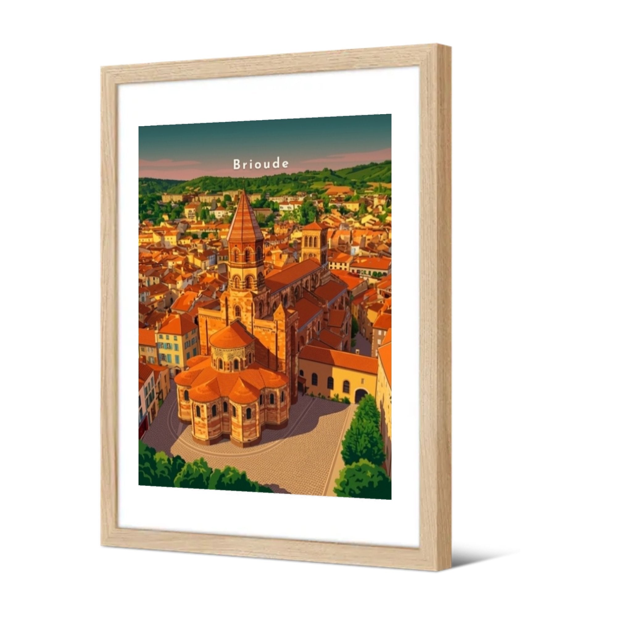 Panorama sur la basilique et les toits — Pôdevache, encadrée, vue de trois quarts