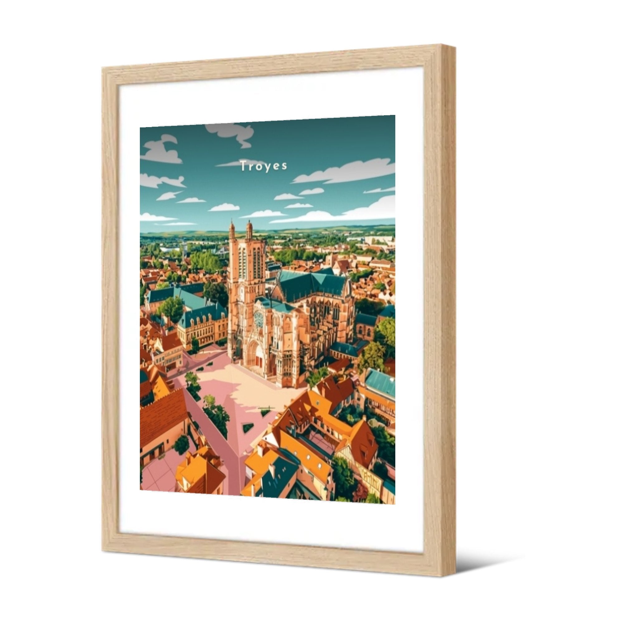 Vue aérienne sur la cathédrale — Pôdevache, encadrée, vue de trois quarts