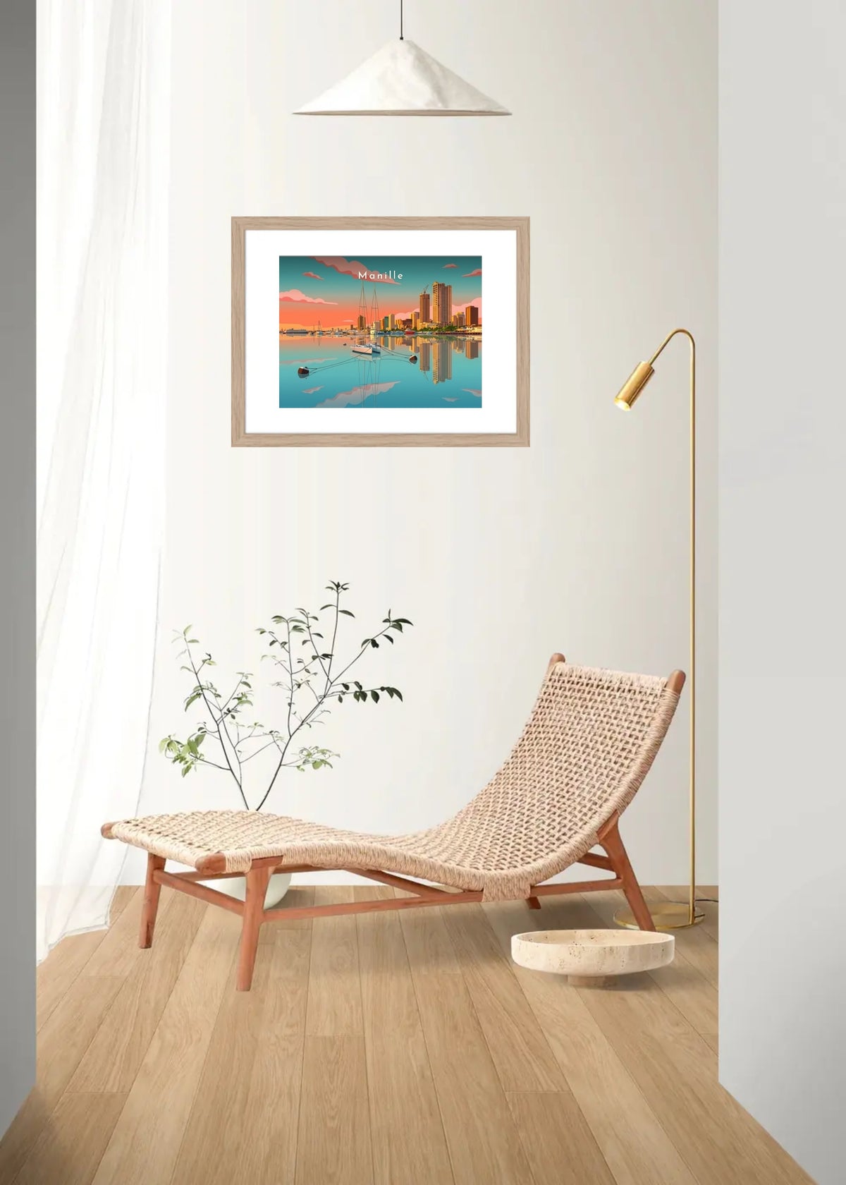 Coucher de soleil sur la baie — Pôdevache, en situation sur un mur