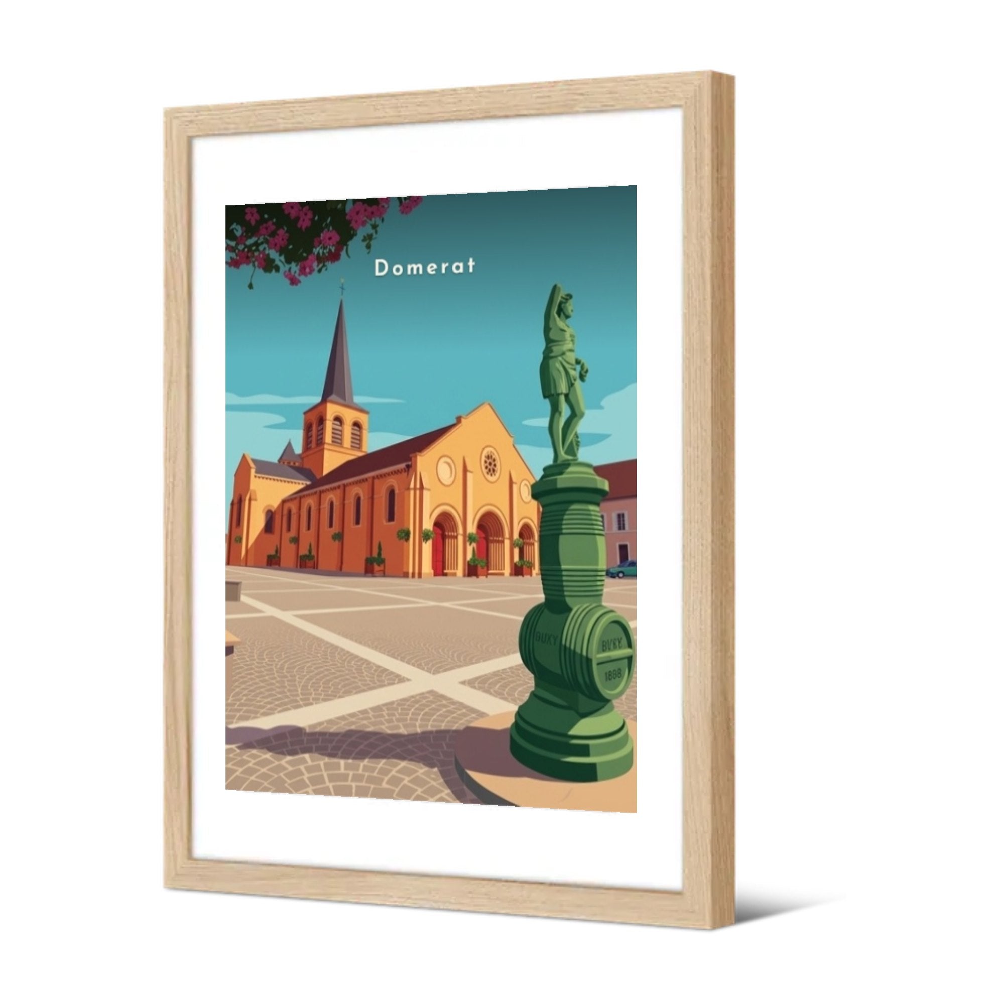 L'église depuis la place Buxière — Pôdevache, encadrée, vue de trois quarts