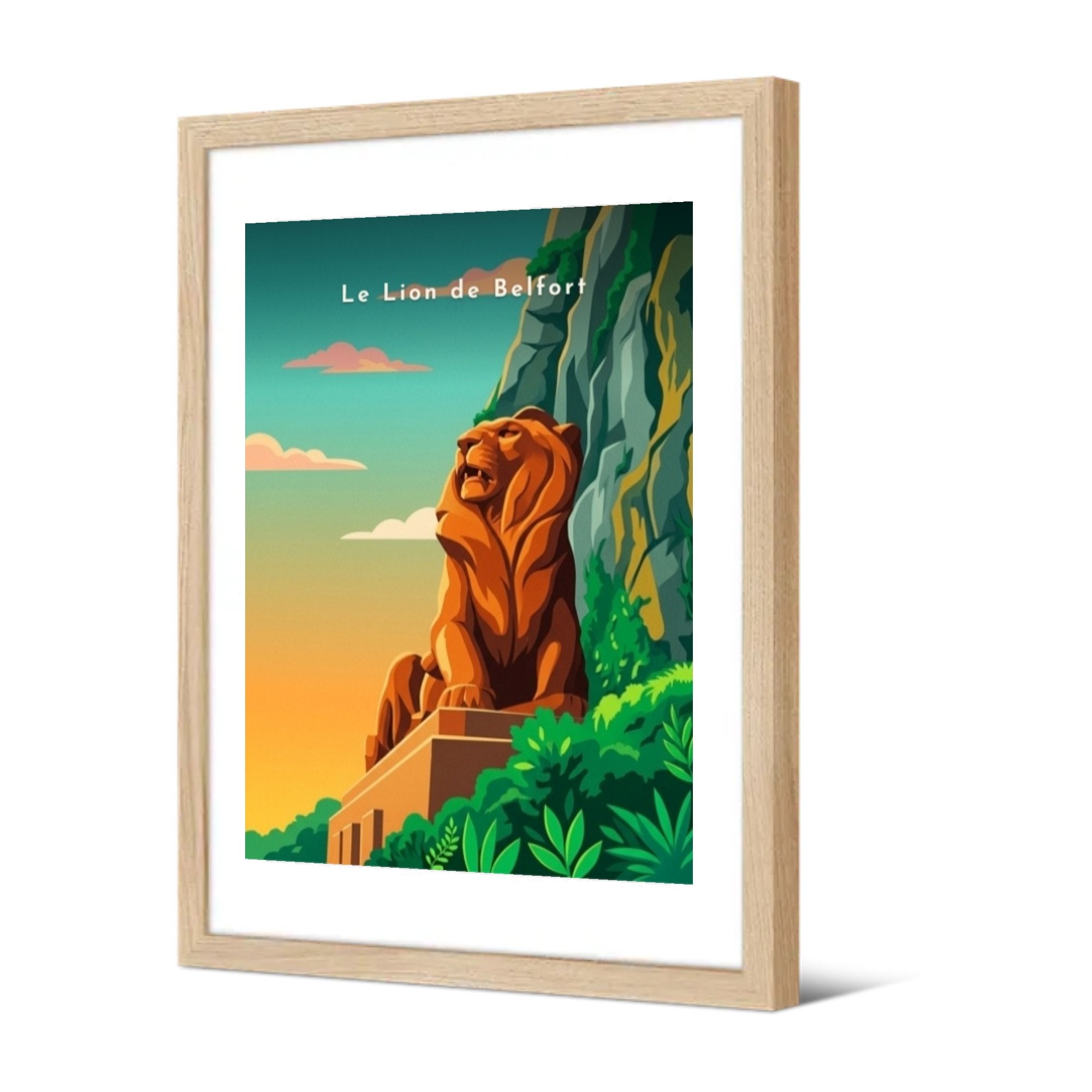 Le Lion de Belfort — Pôdevache, encadrée, vue de trois quarts