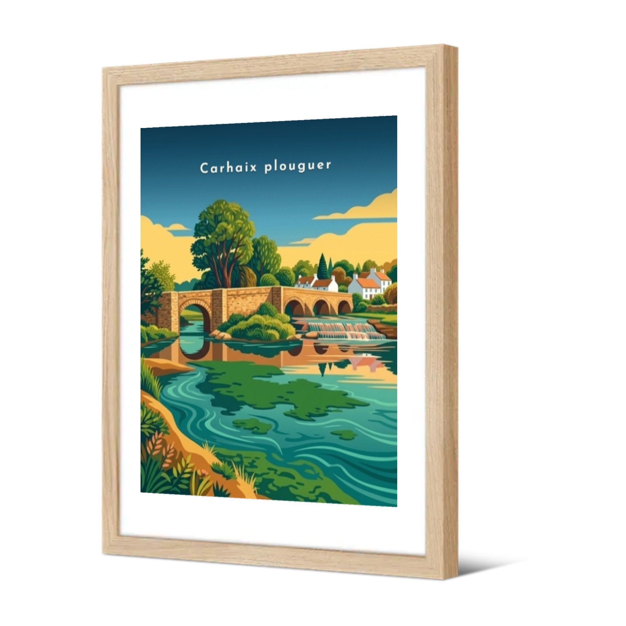 Le pont de pierre sur la rivière — Pôdevache, encadrée, vue de trois quarts