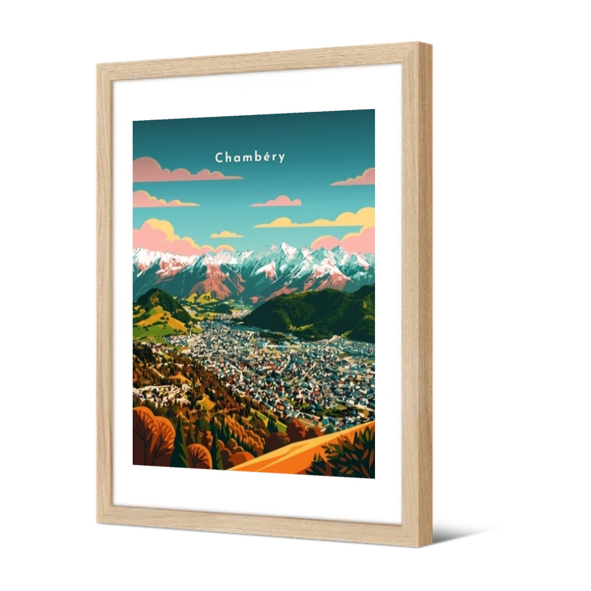 Panorama sur la vallée et les Alpes — Pôdevache, encadrée, vue de trois quarts