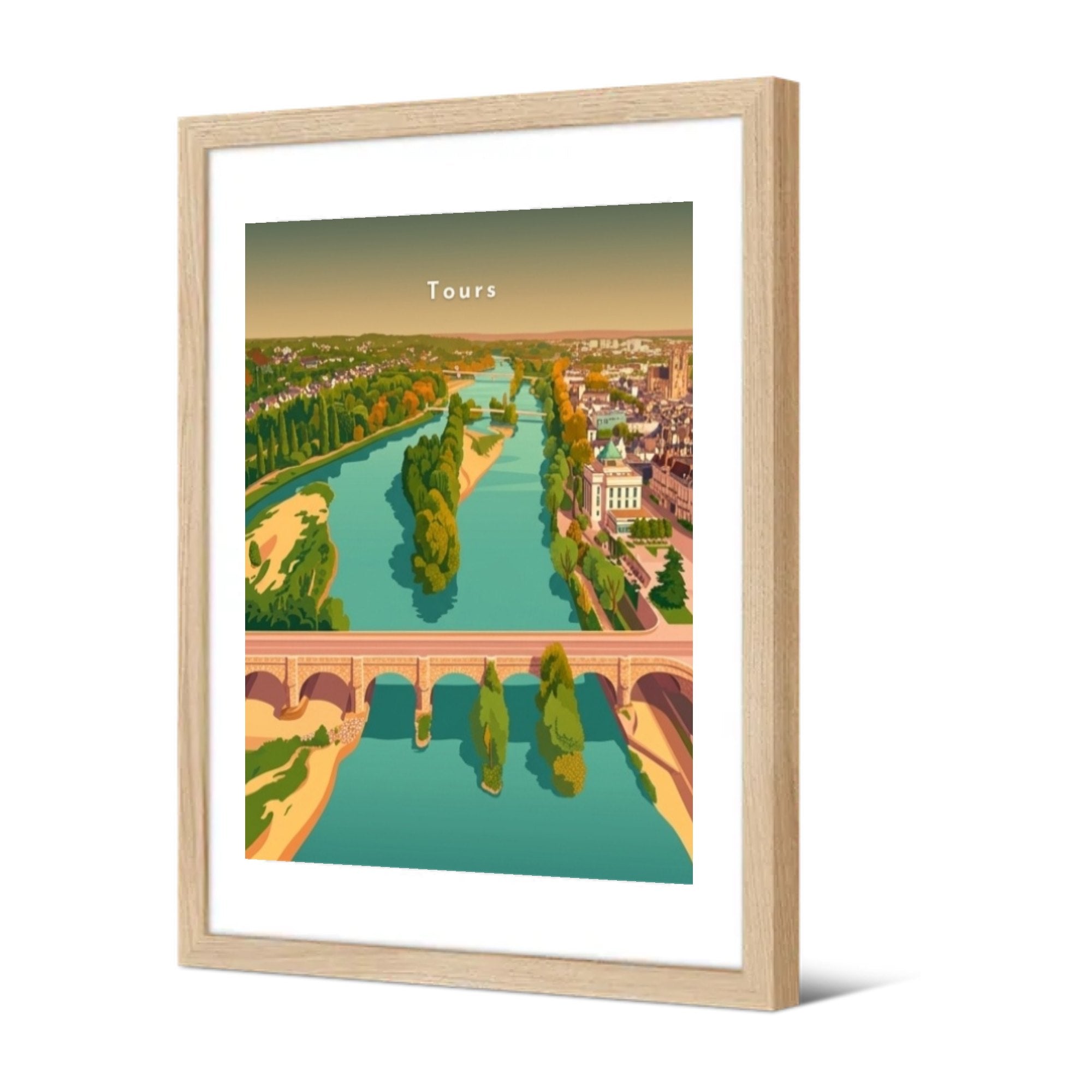 La Loire et le pont Wilson — Pôdevache, encadrée, vue de trois quarts