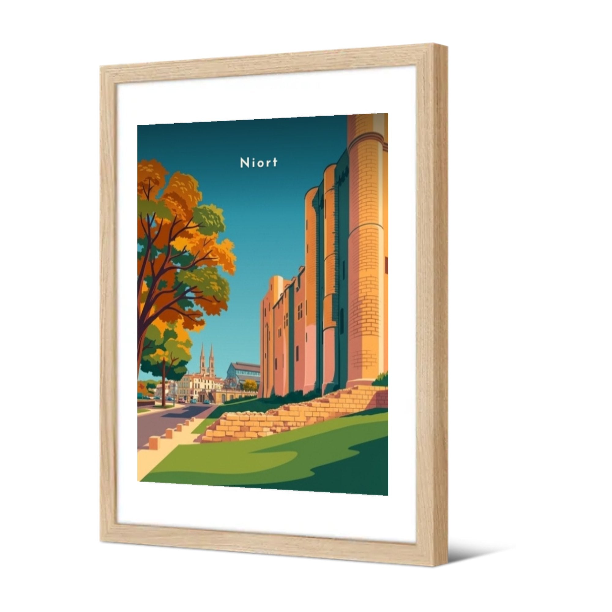 Le Donjon aux couleurs d'automne — Pôdevache, encadrée, vue de trois quarts