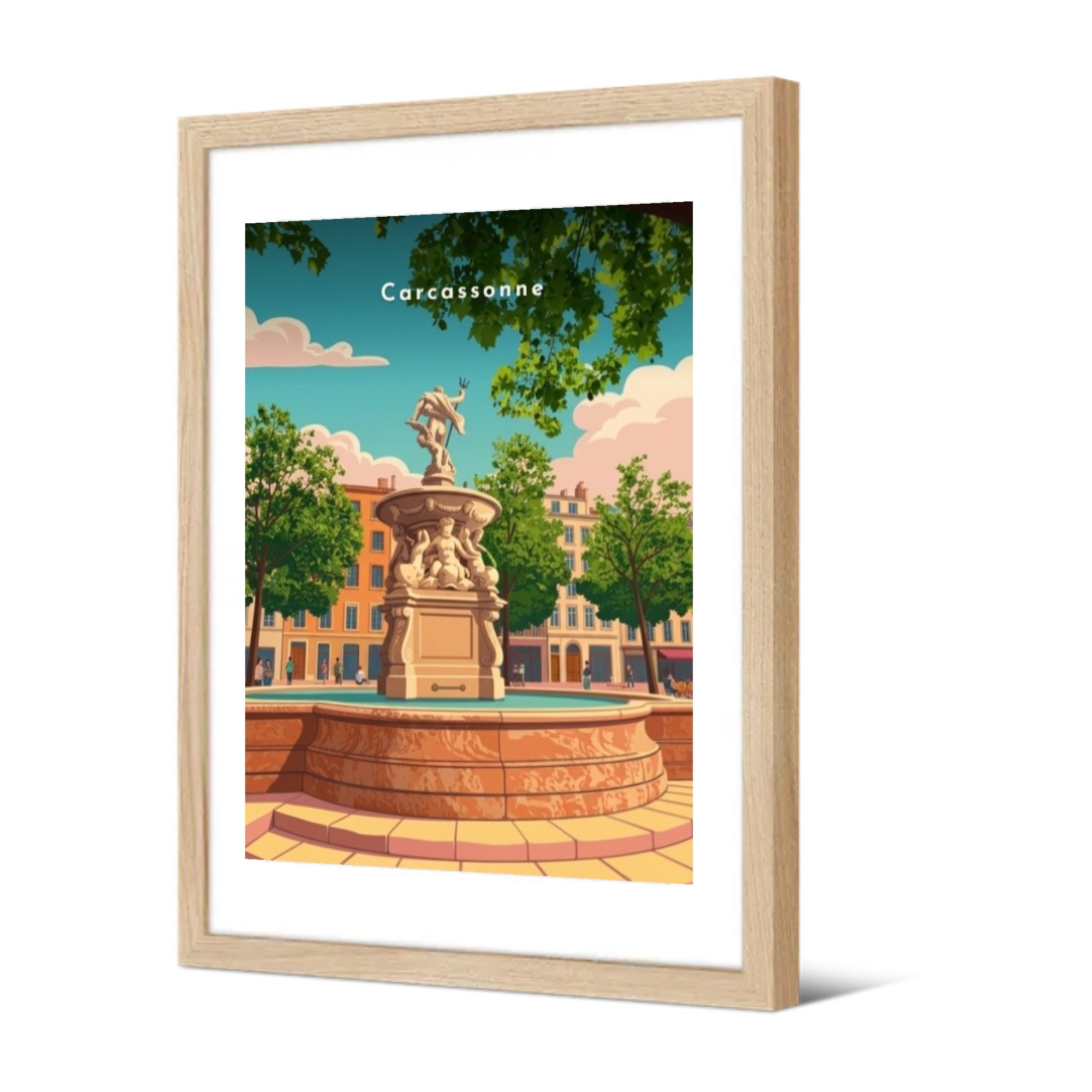 La fontaine de Neptune — Pôdevache, encadrée, vue de trois quarts