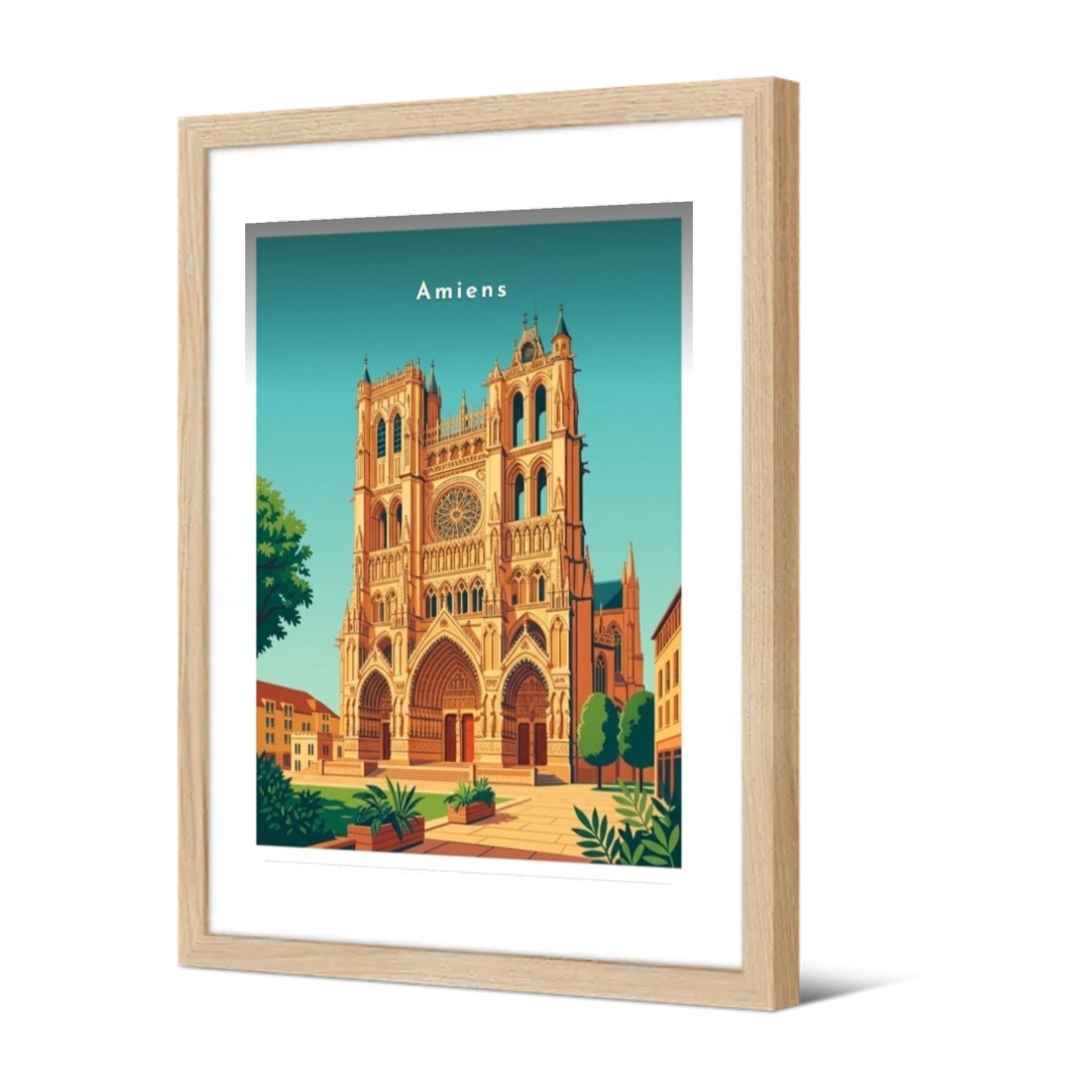 Façade de la cathédrale Notre-Dame — Pôdevache, encadrée, vue de trois quarts