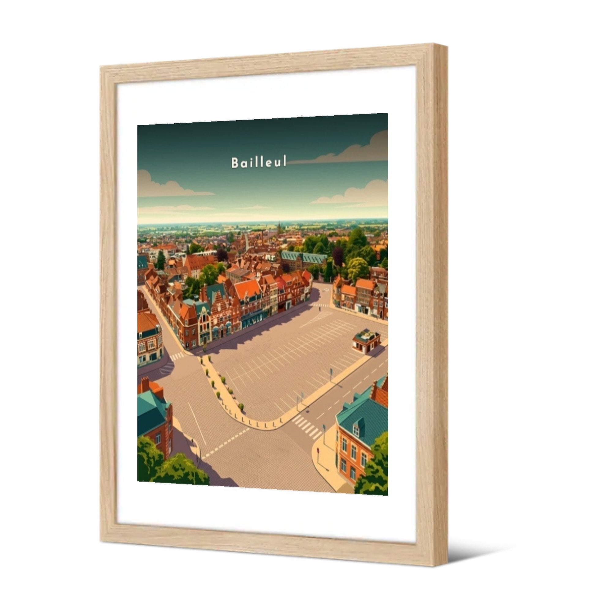 La Grand-Place depuis le beffroi — Pôdevache, encadrée, vue de trois quarts