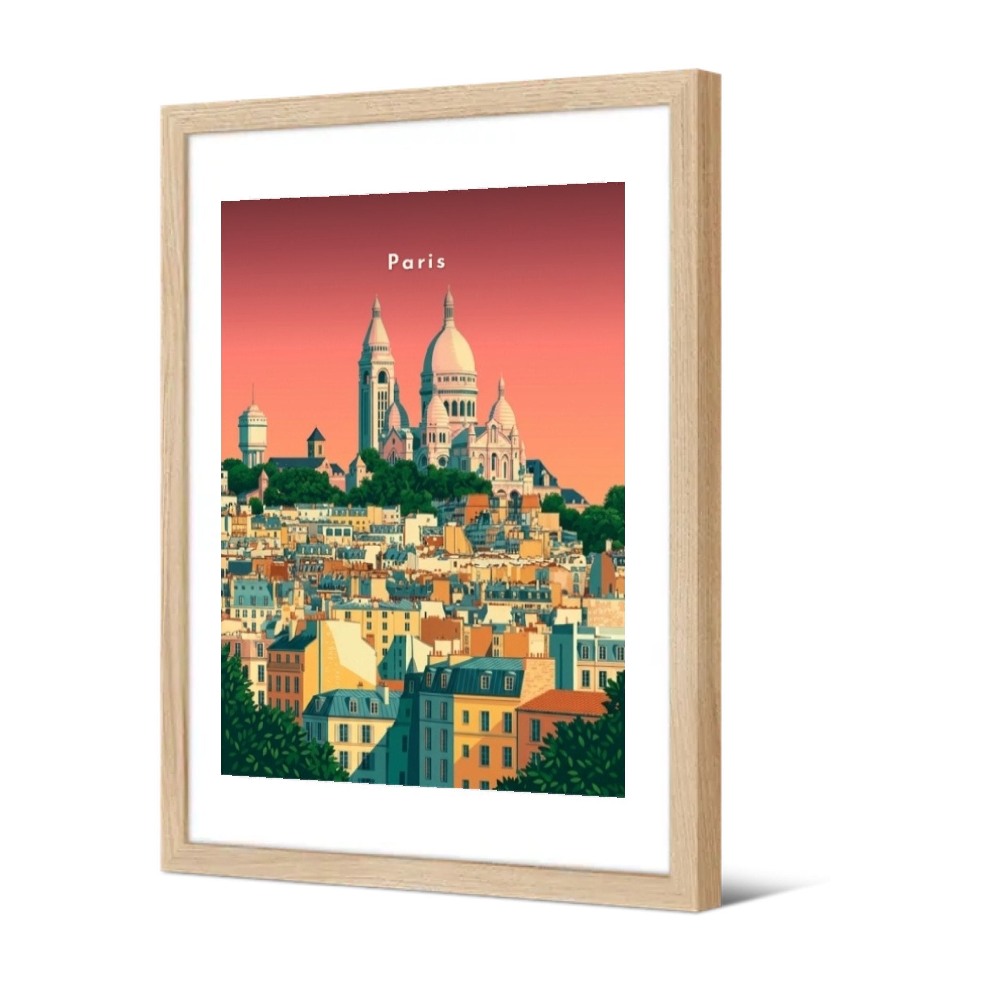 Les toits de Montmartre et le Sacré-Cœur — Pôdevache, encadrée, vue de trois quarts