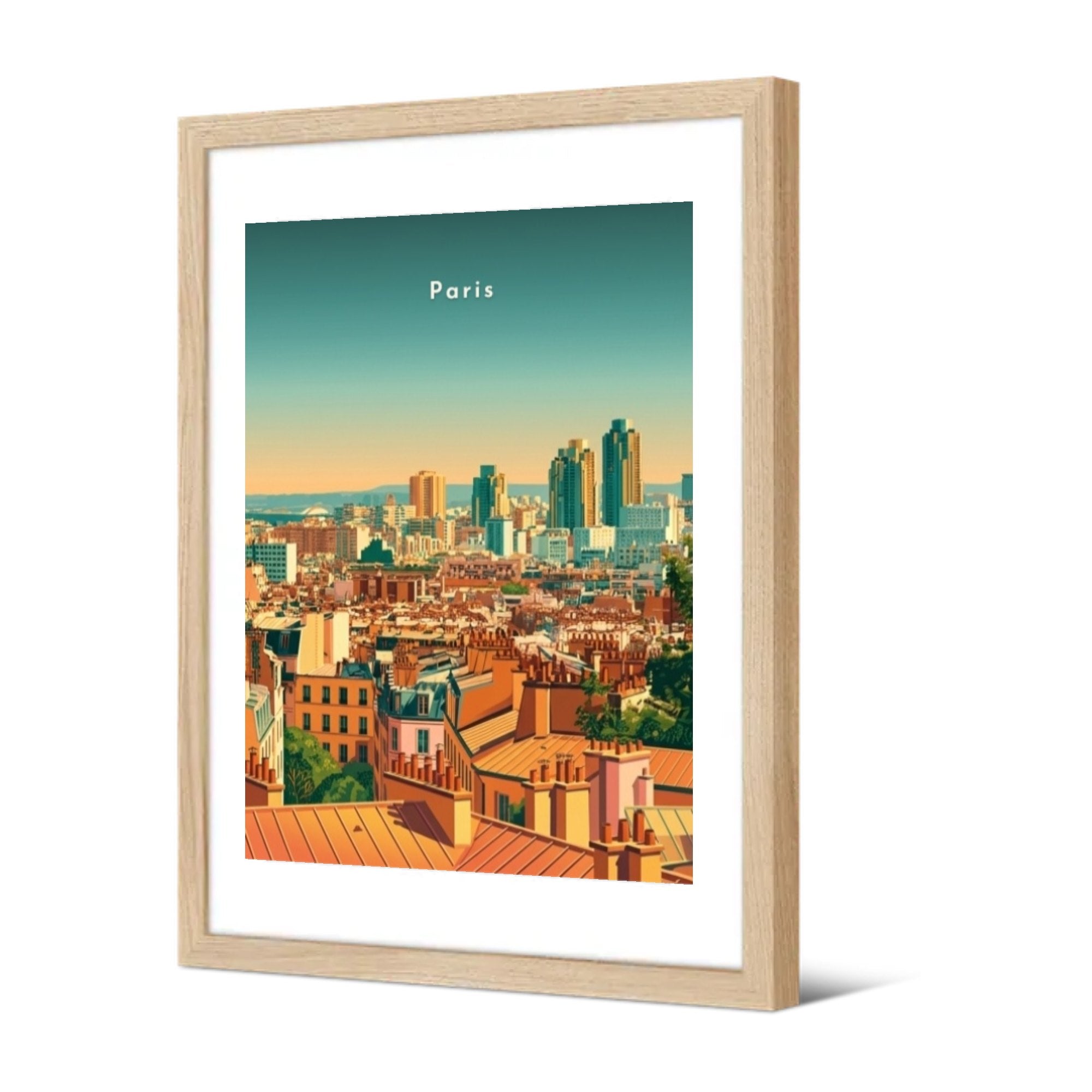 Vue sur les toits et la skyline moderne — Pôdevache, encadrée, vue de trois quarts